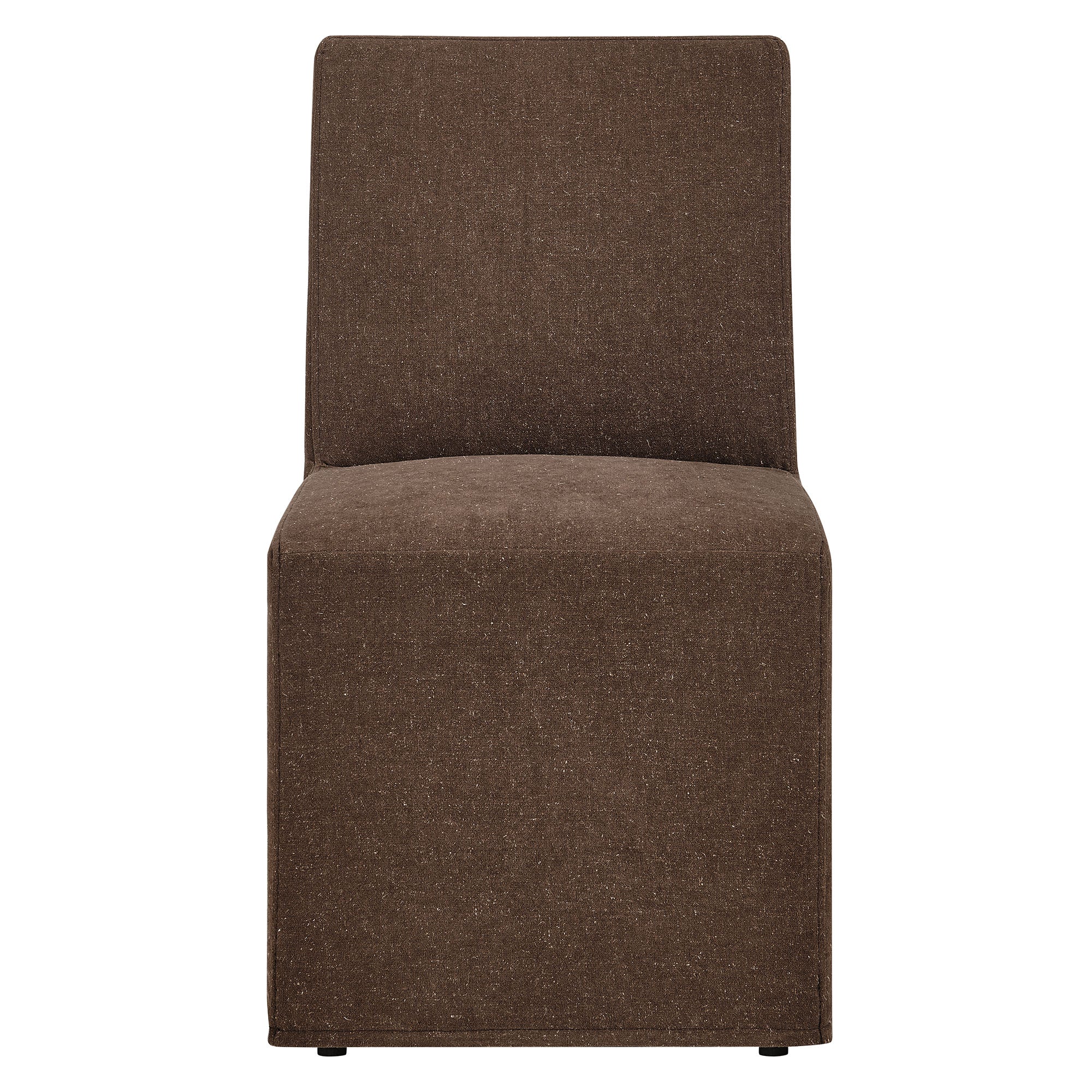 Tessera Upholstered Linen-Blend Slipcovered Dining Chair, Cocoa