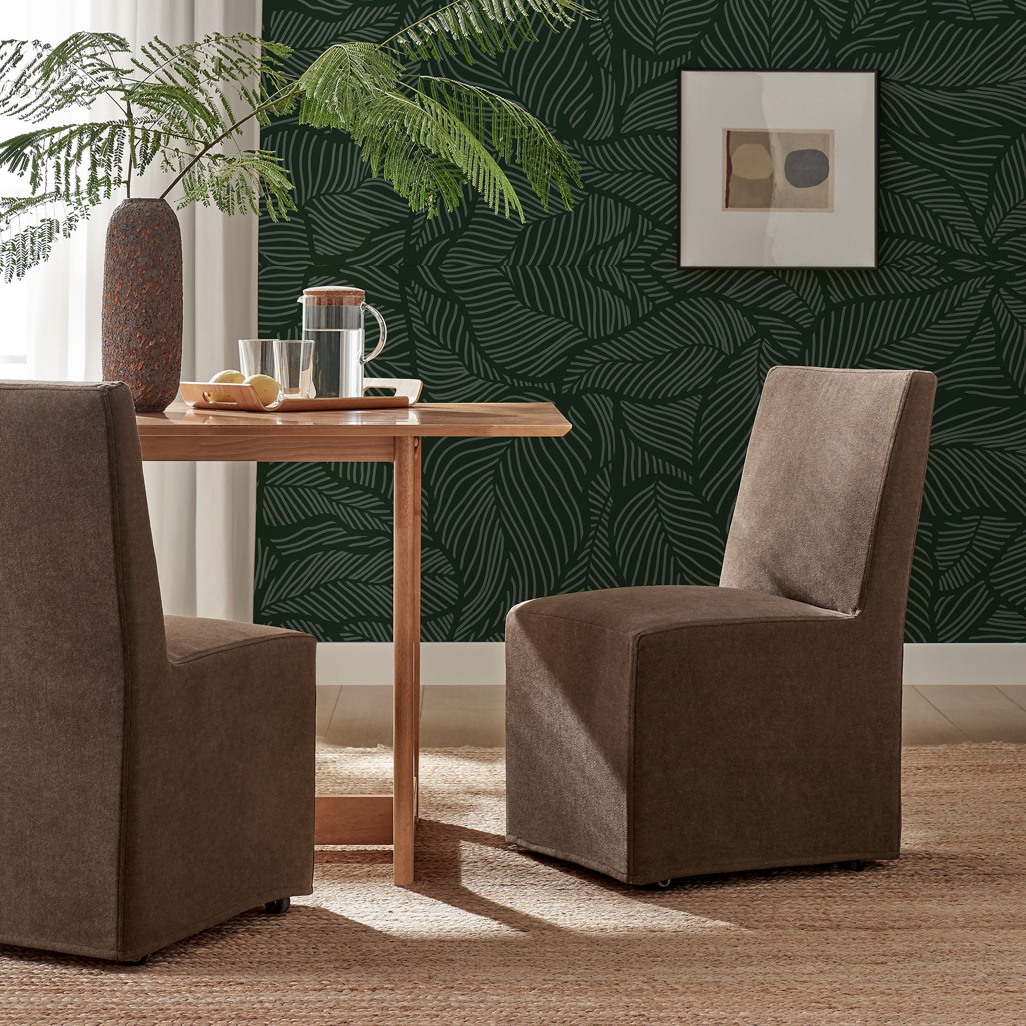 Tessera Upholstered Linen-Blend Slipcovered Dining Chair, Cocoa