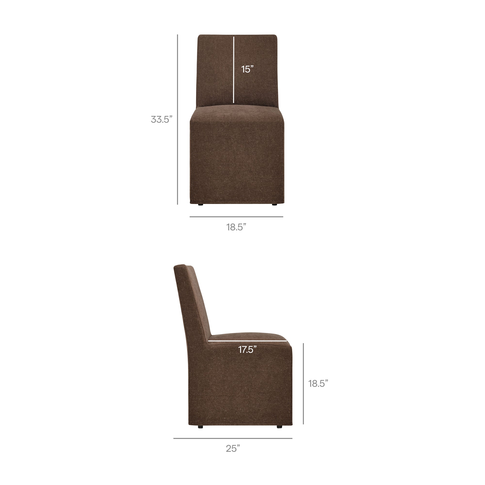 Tessera Upholstered Linen-Blend Slipcovered Dining Chair, Cocoa
