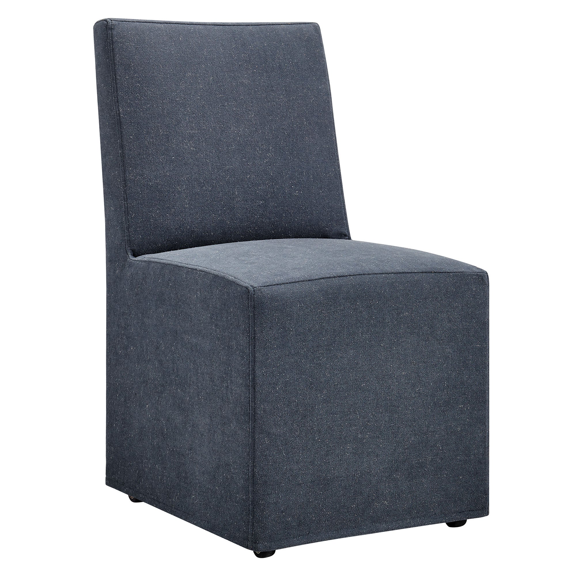 Tessera Upholstered Linen-Blend Slipcovered Dining Chair, Denim
