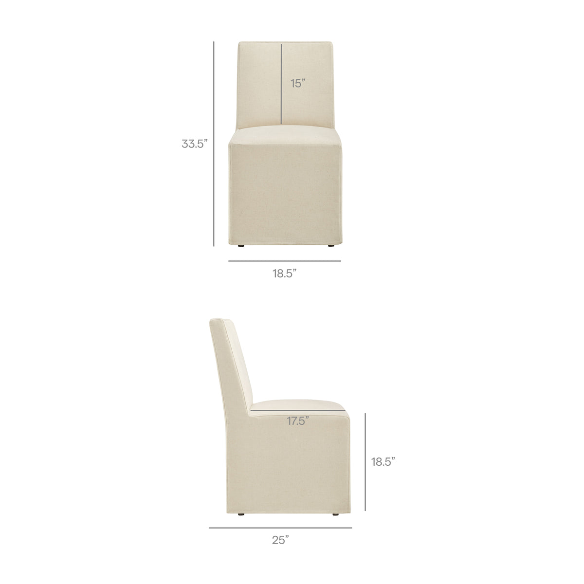 Tessera Upholstered Linen-Blend Slipcovered Dining Chair, Linen