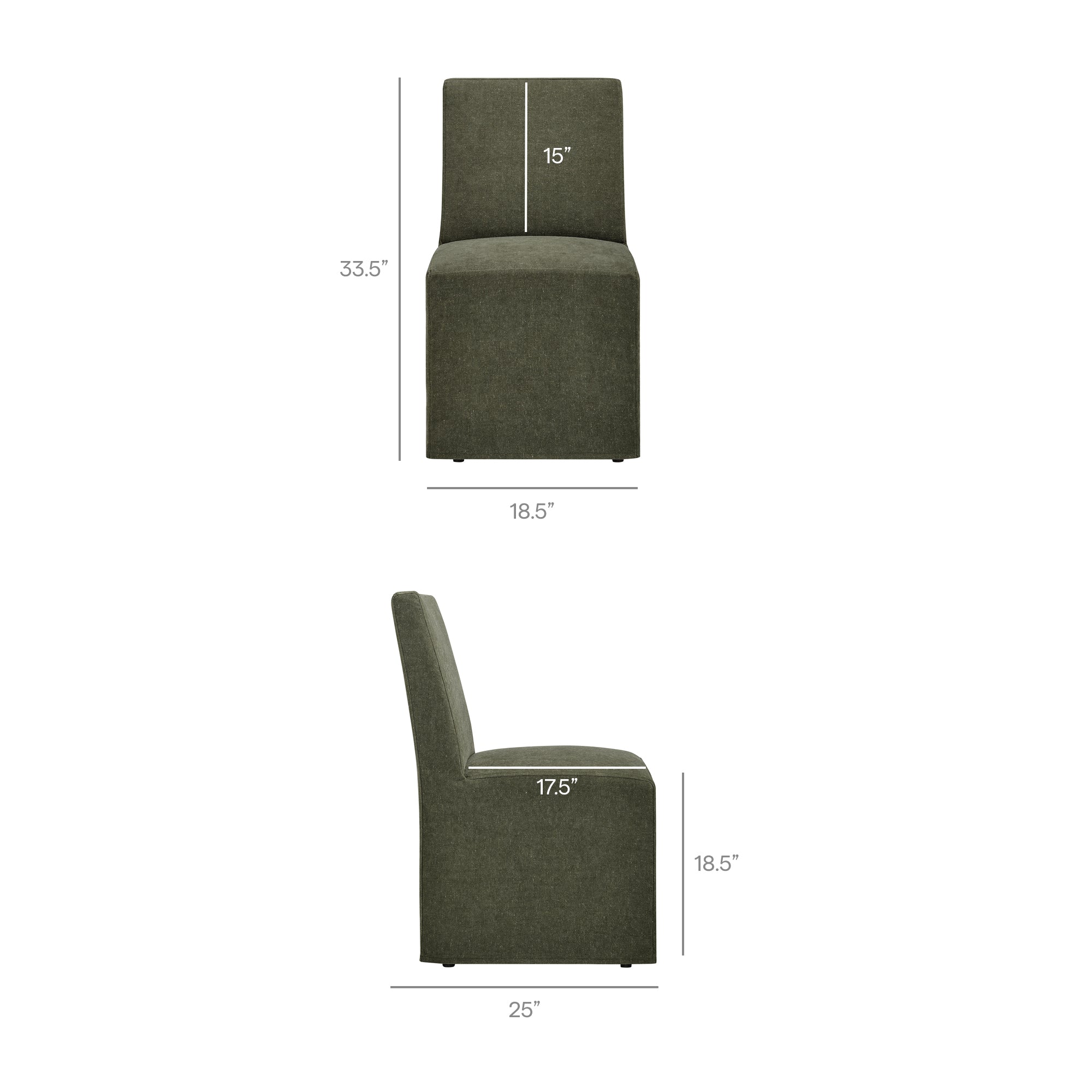 Tessera Upholstered Linen-Blend Slipcovered Dining Chair, Sage