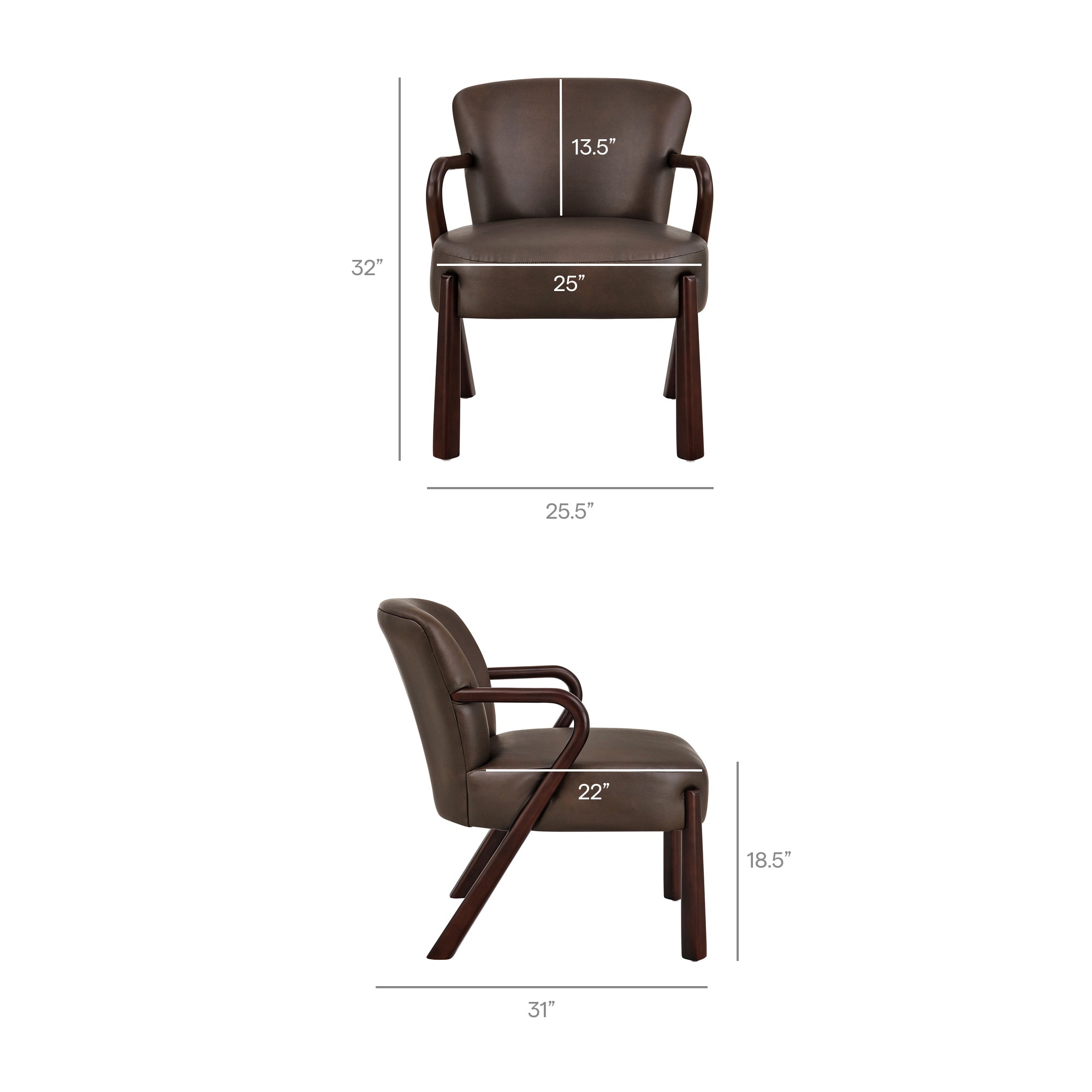 Arden Faux Leather Upholstered Accent Armchair, Espresso
