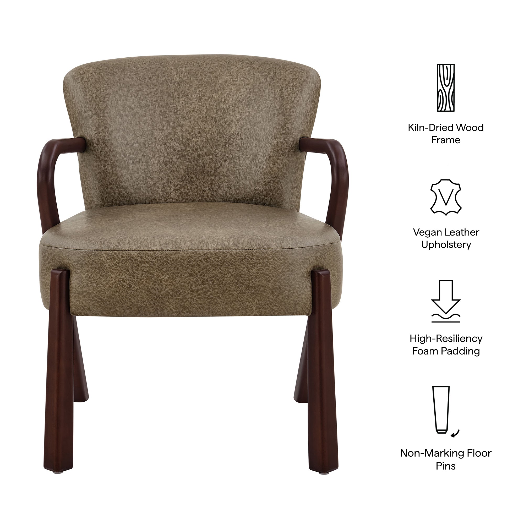 Arden Faux Leather Upholstered Accent Armchair, Mushroom