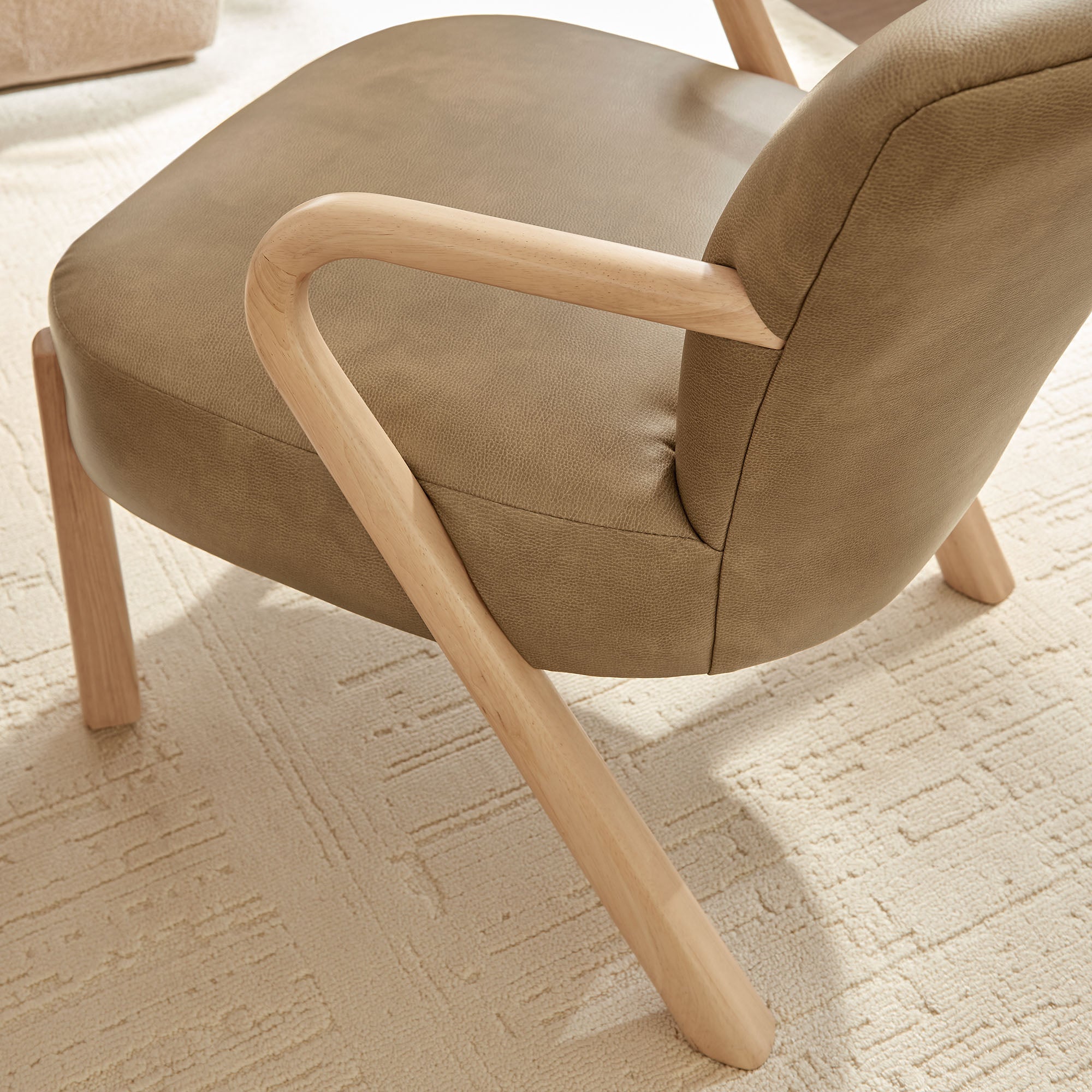 Arden Faux Leather Upholstered Accent Armchair, Toast