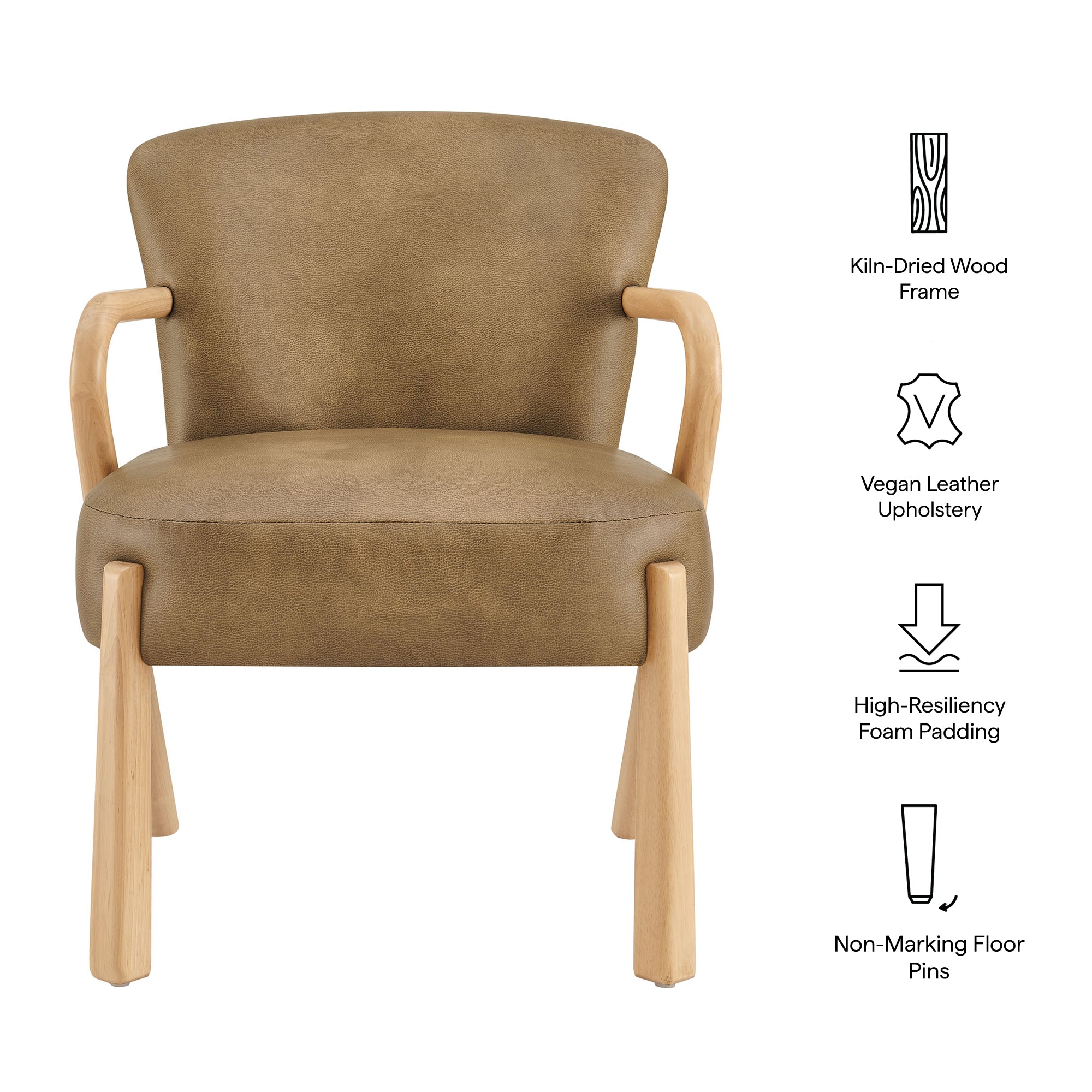Arden Faux Leather Upholstered Accent Armchair, Toast