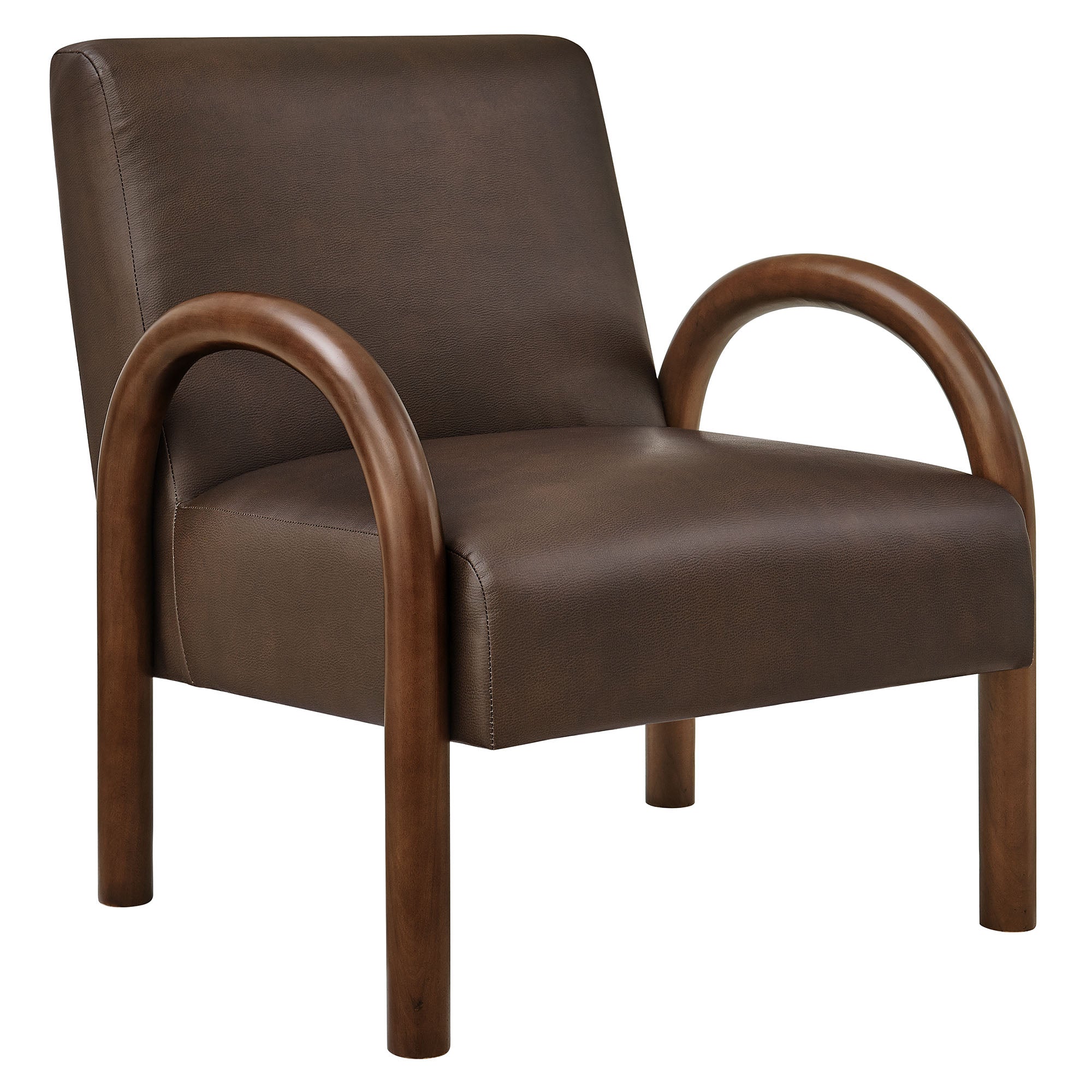 Lunet Faux Leather Upholstered Accent Chair, Espresso