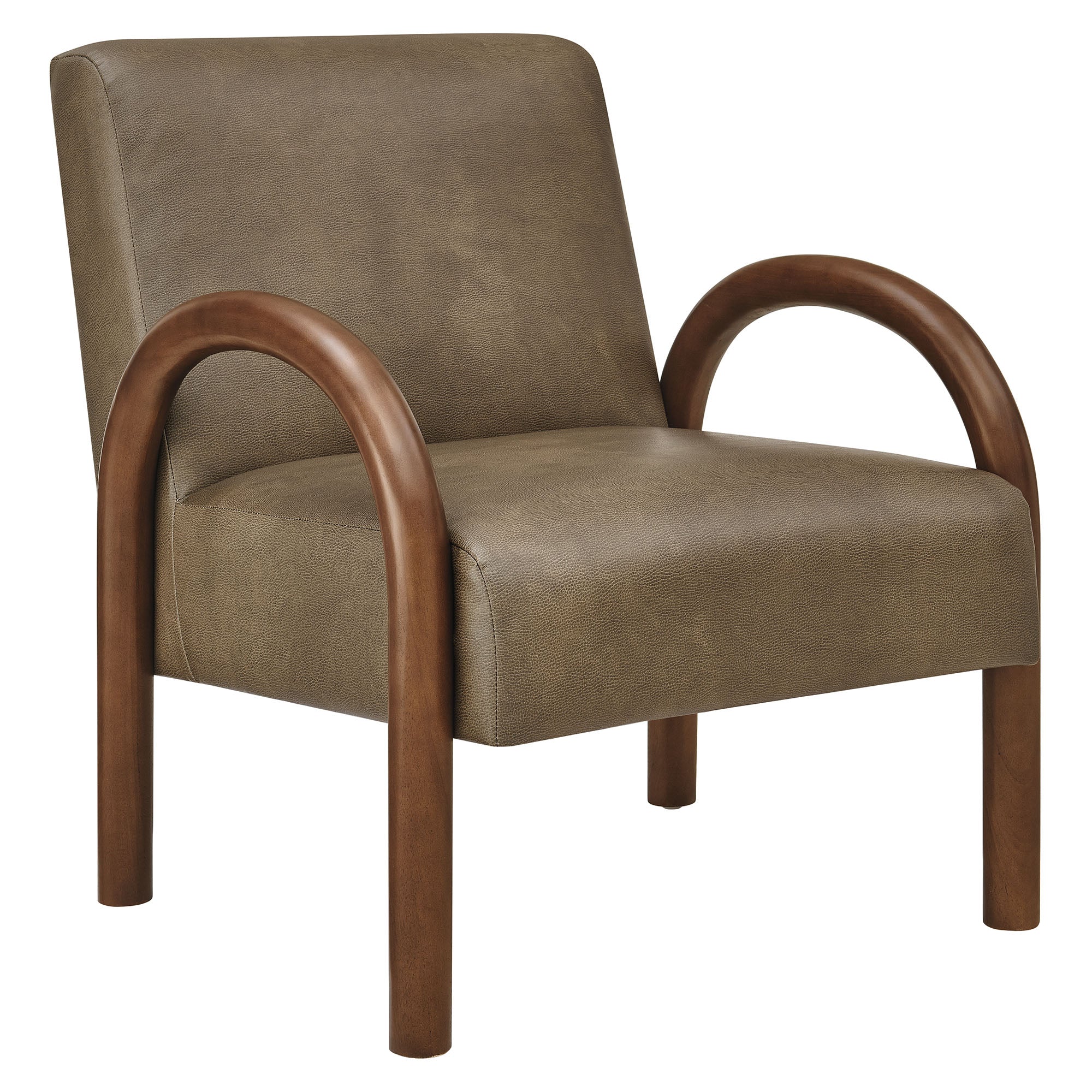 Lunet Faux Leather Upholstered Accent Chair, Mushroom