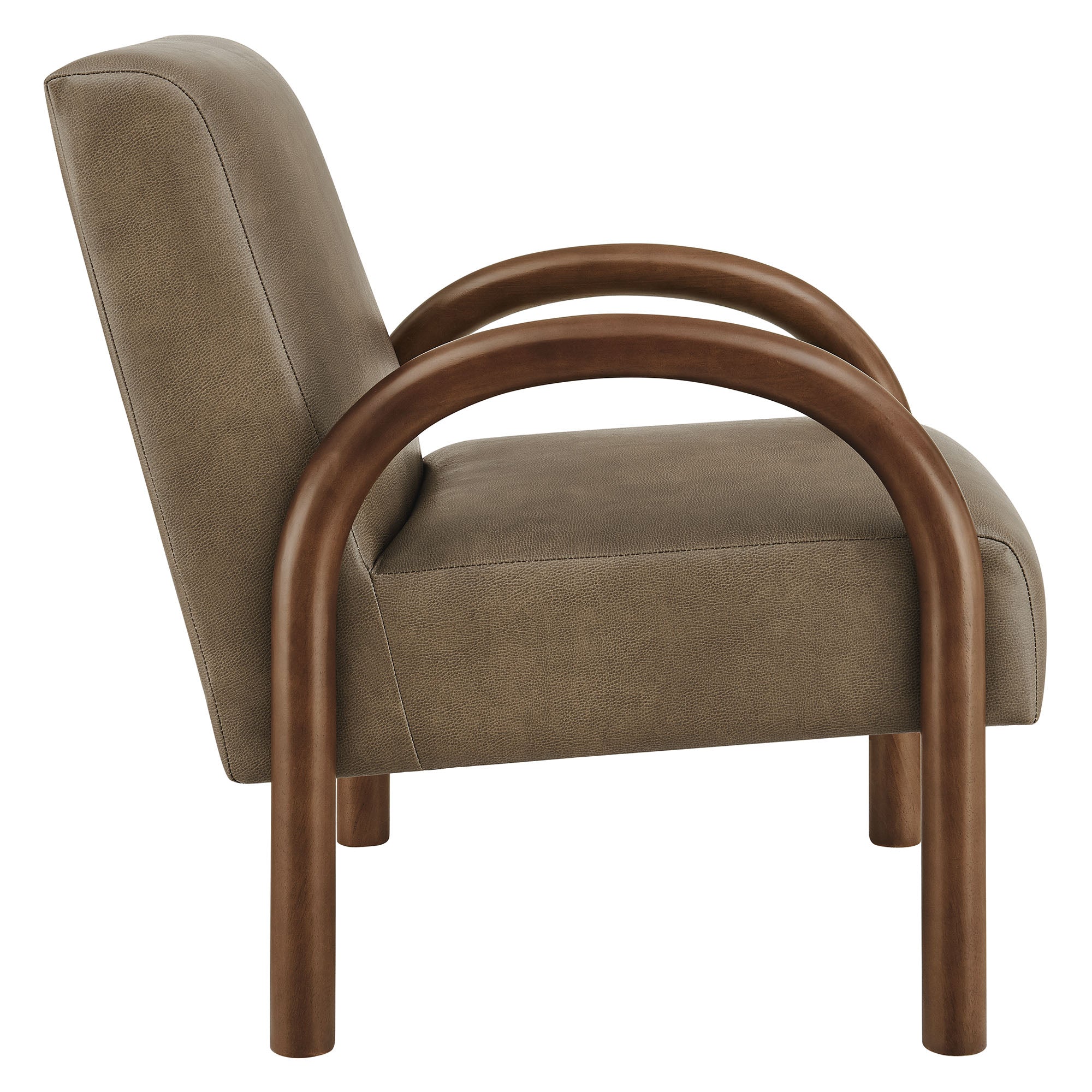 Lunet Faux Leather Upholstered Accent Chair, Mushroom