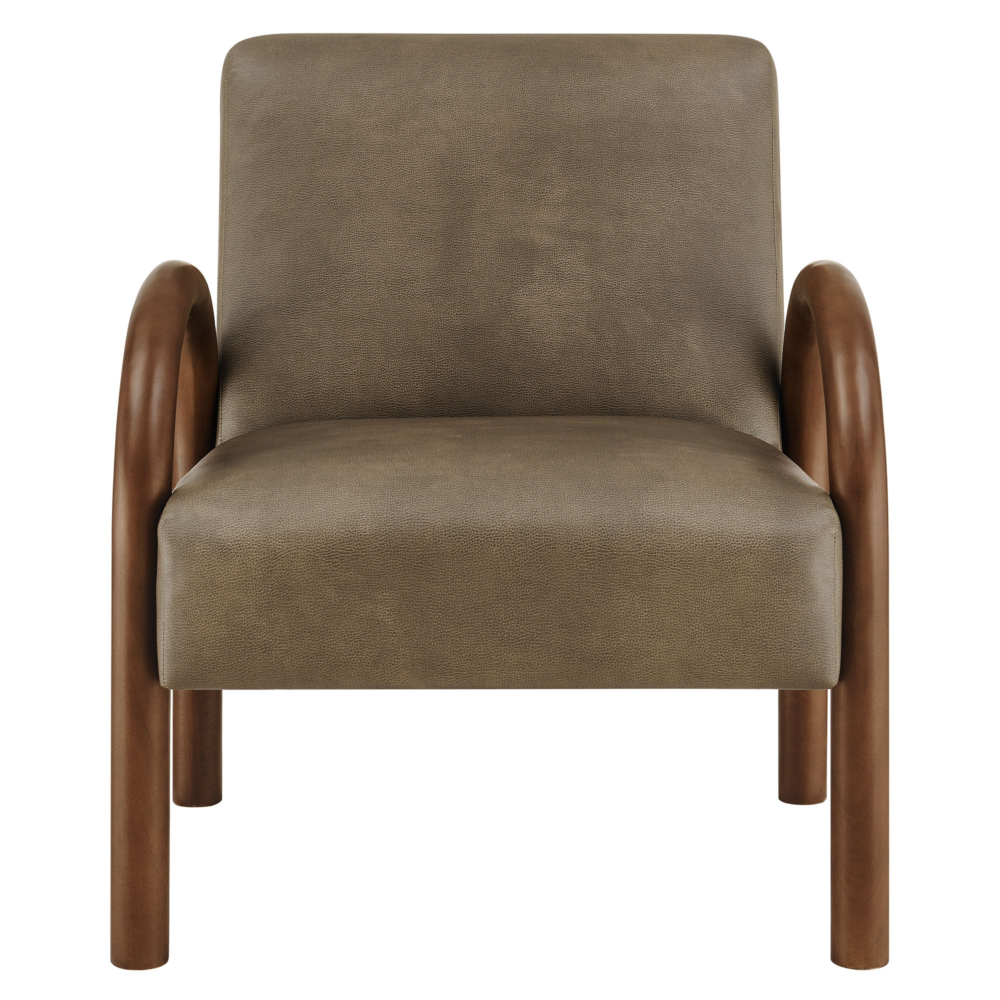 Lunet Faux Leather Upholstered Accent Chair, Mushroom
