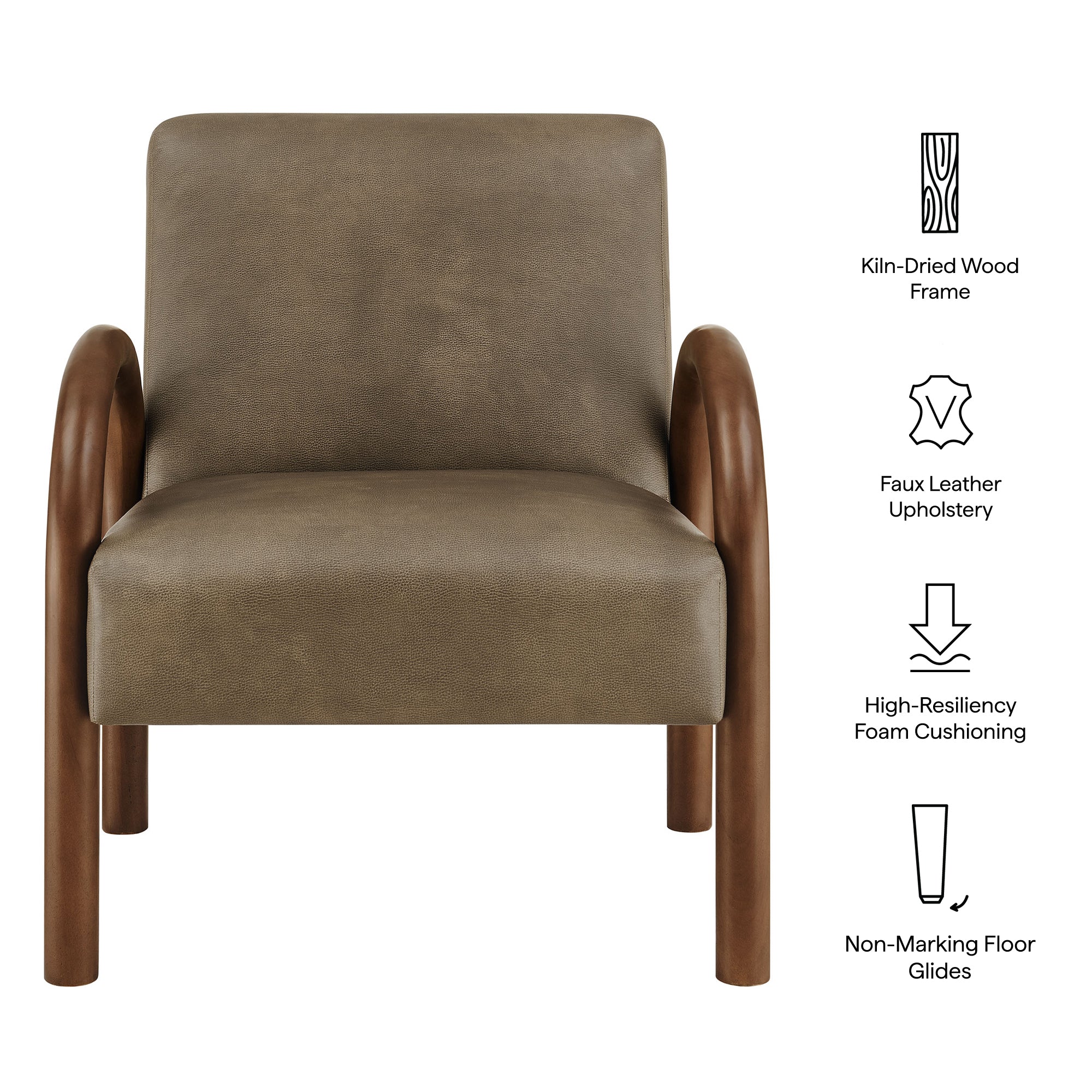 Lunet Faux Leather Upholstered Accent Chair, Mushroom