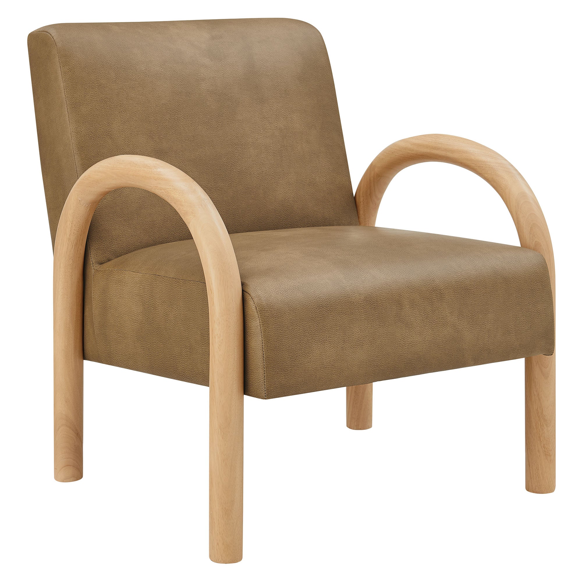 Lunet Faux Leather Upholstered Accent Chair, Toast