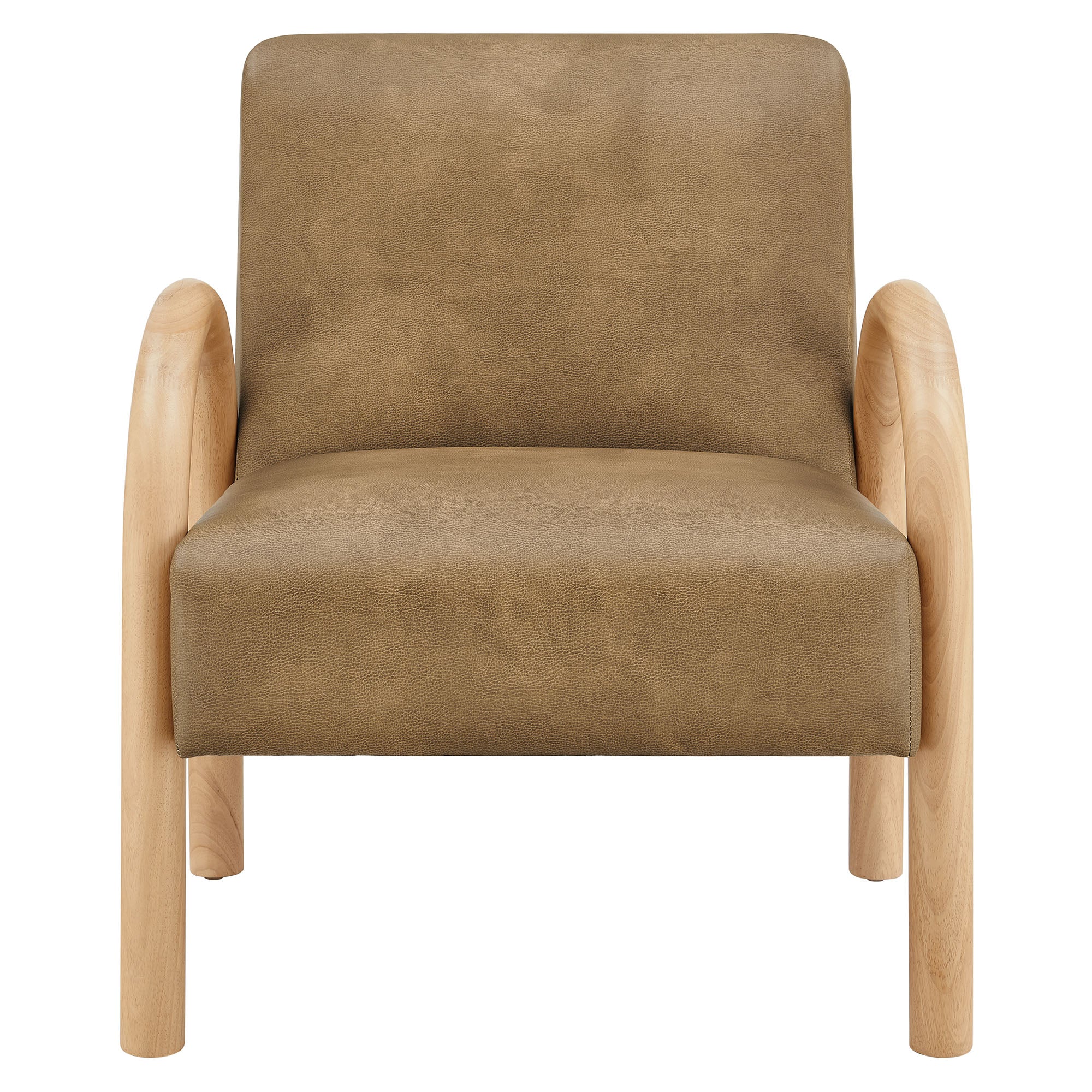 Lunet Faux Leather Upholstered Accent Chair, Toast