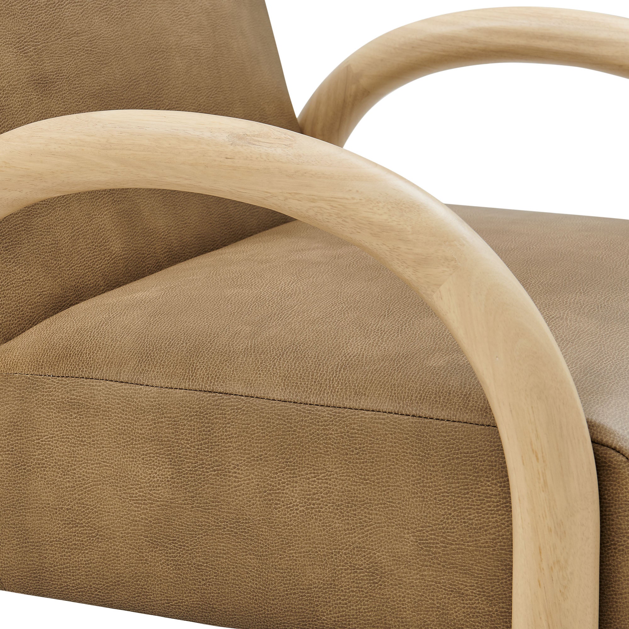 Lunet Faux Leather Upholstered Accent Chair, Toast