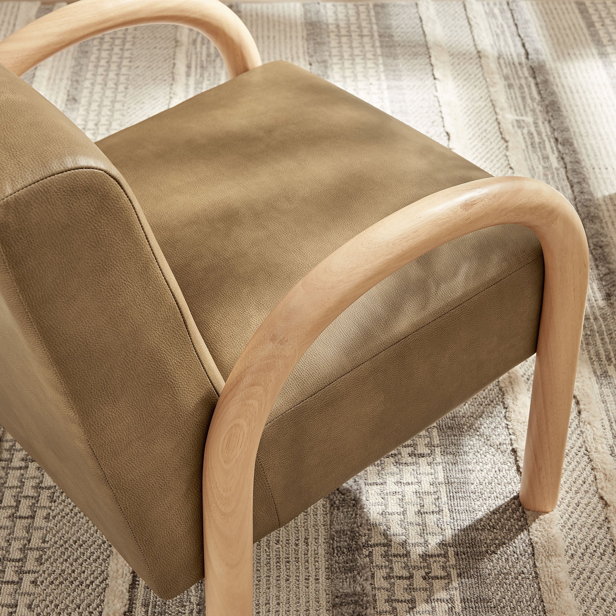 Lunet Faux Leather Upholstered Accent Chair, Toast