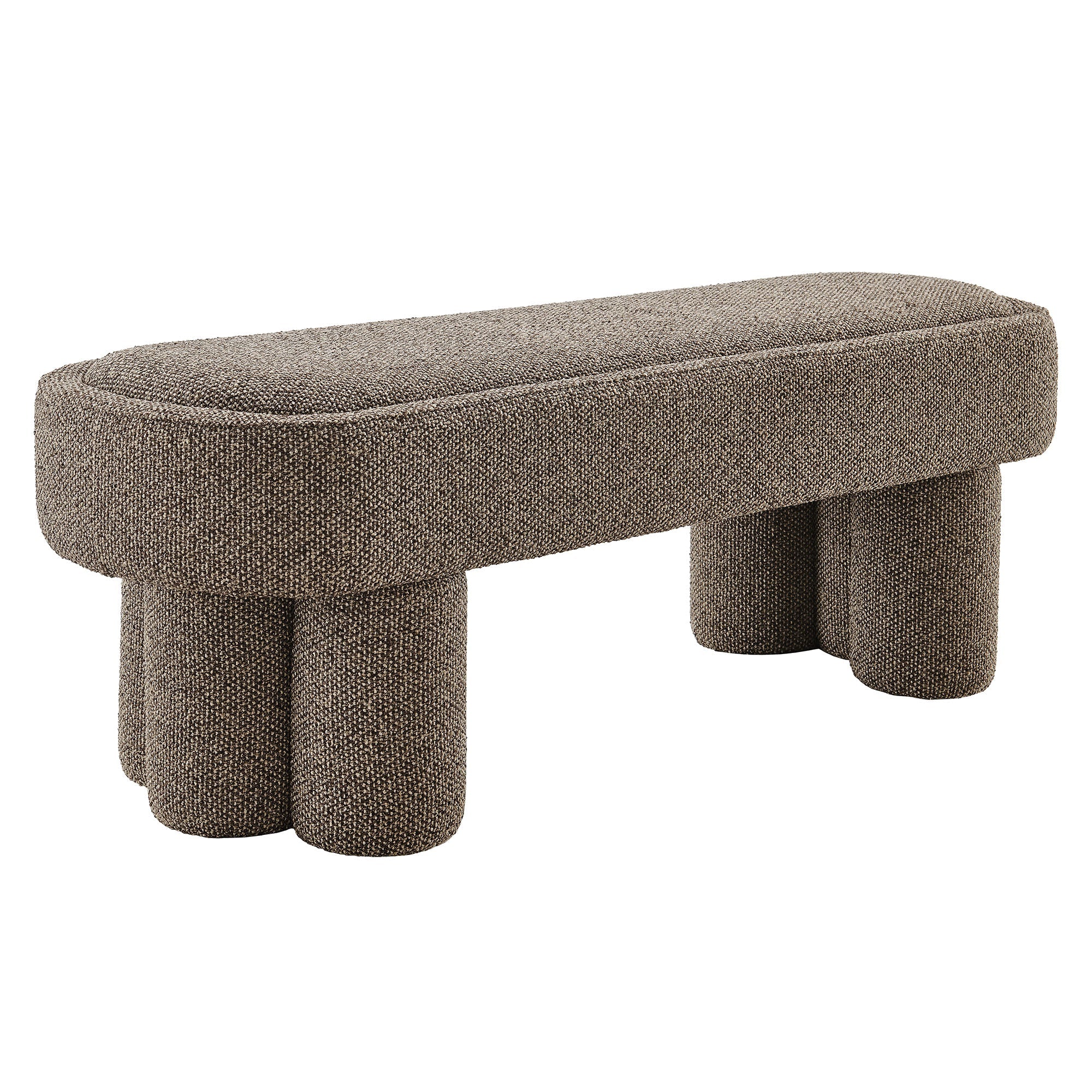Mossi 52-Inch Oval Boucle Fabric Bench, Earth