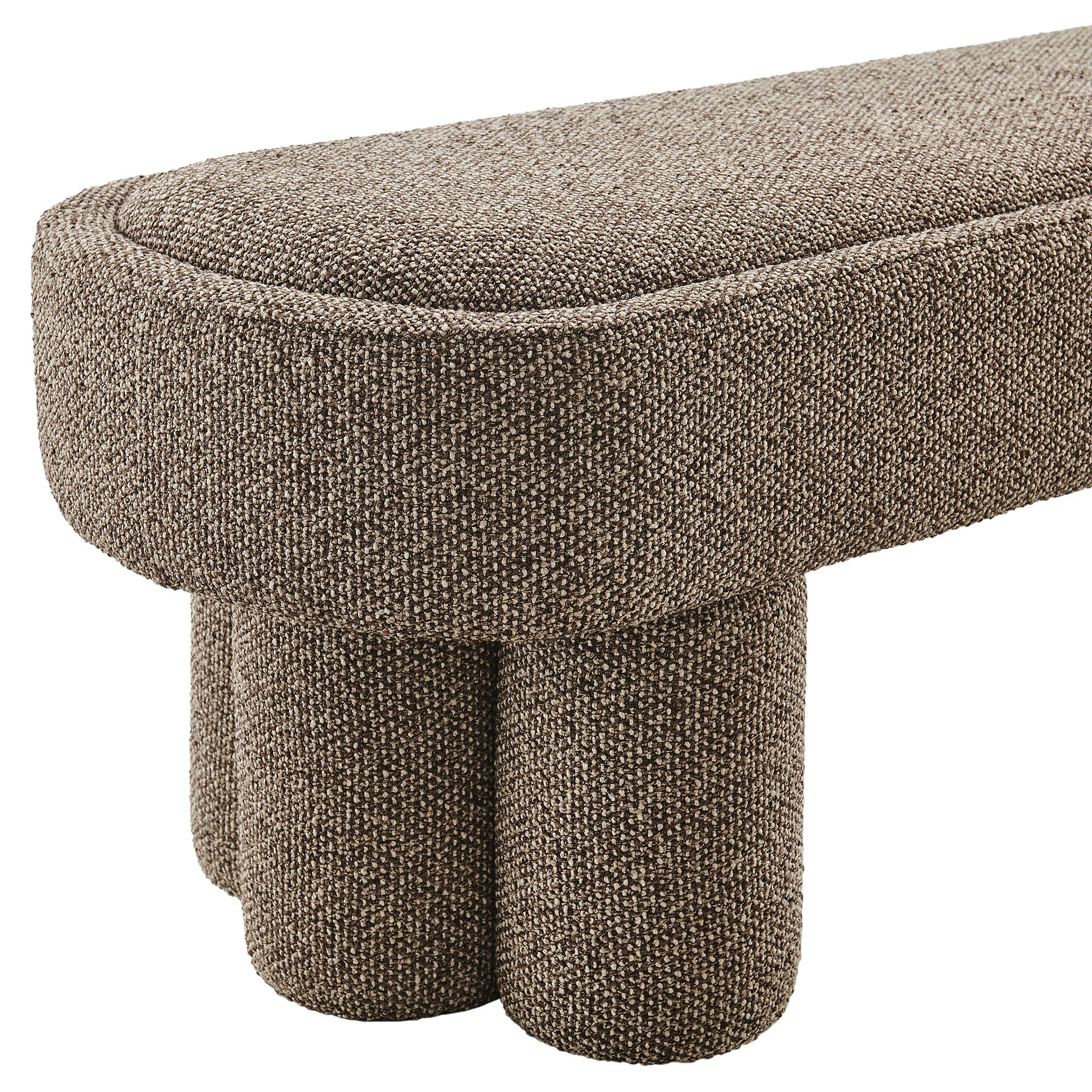 Mossi 52-Inch Oval Boucle Fabric Bench, Earth