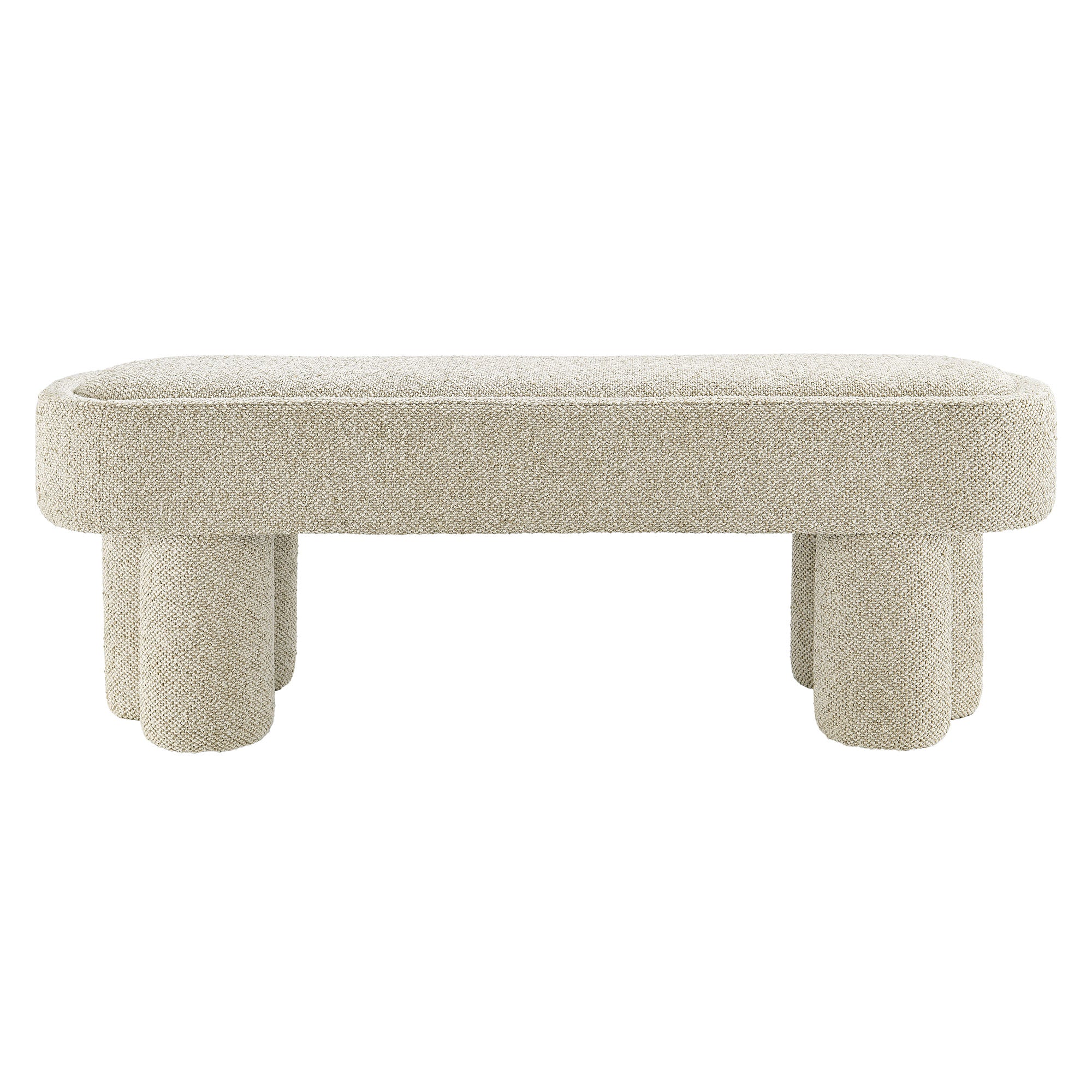 Mossi 52-Inch Oval Boucle Fabric Bench, Marble
