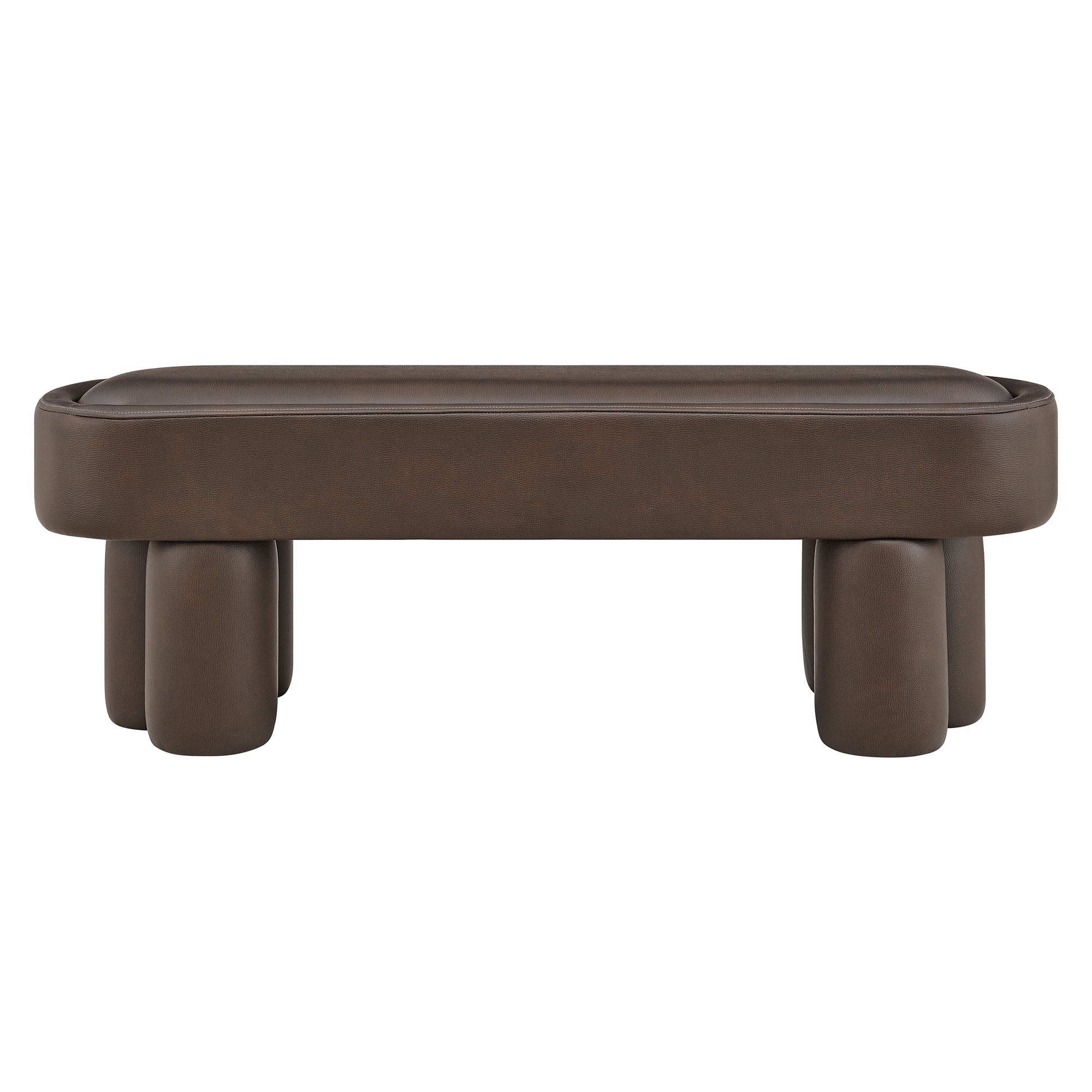 Mossi 52-Inch Oval Vegan Leather Bench, Espresso