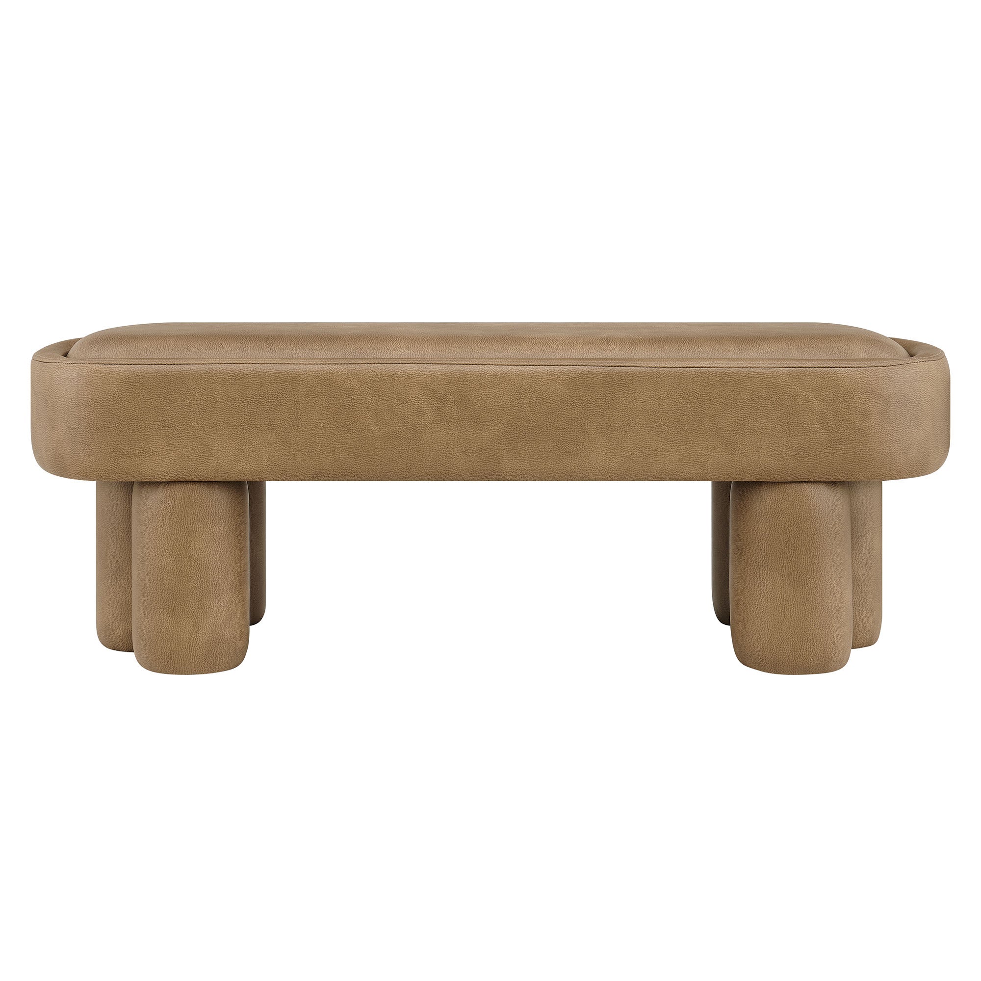 Mossi 52-Inch Oval Vegan Leather Bench, Toast