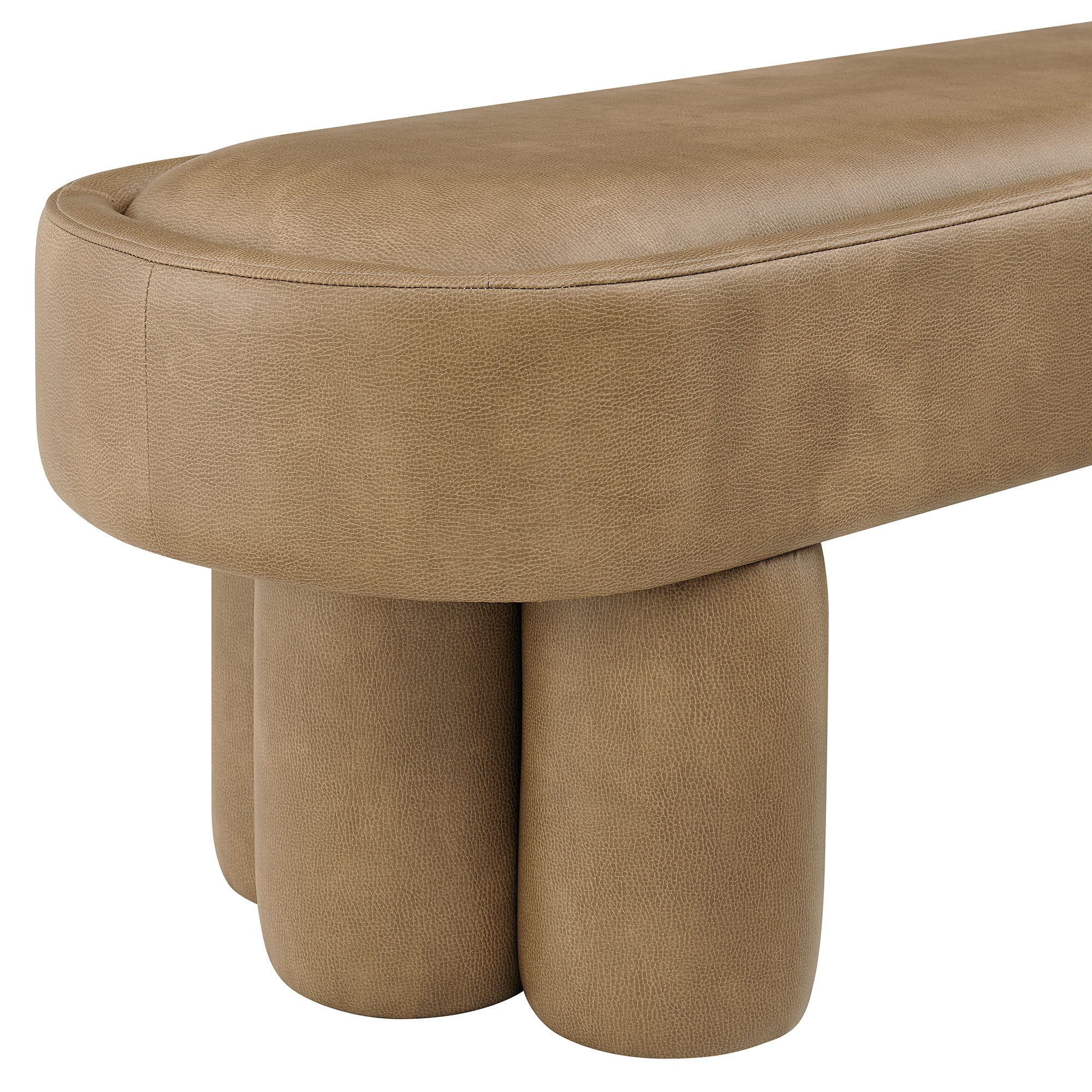 Mossi 52-Inch Oval Vegan Leather Bench, Toast