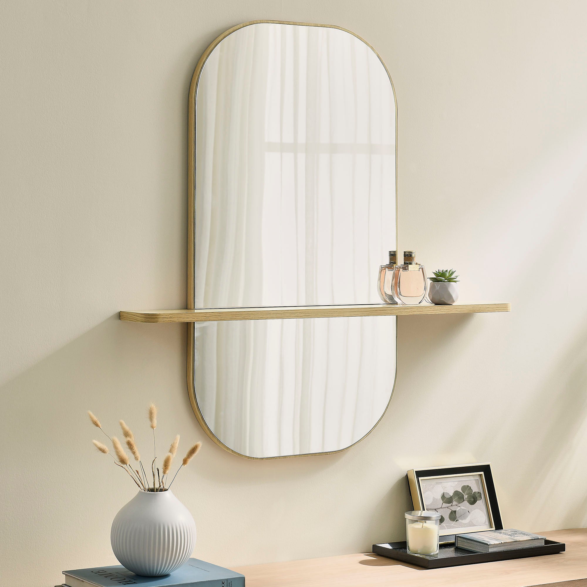Solstice Large Oval Mirror, Oak