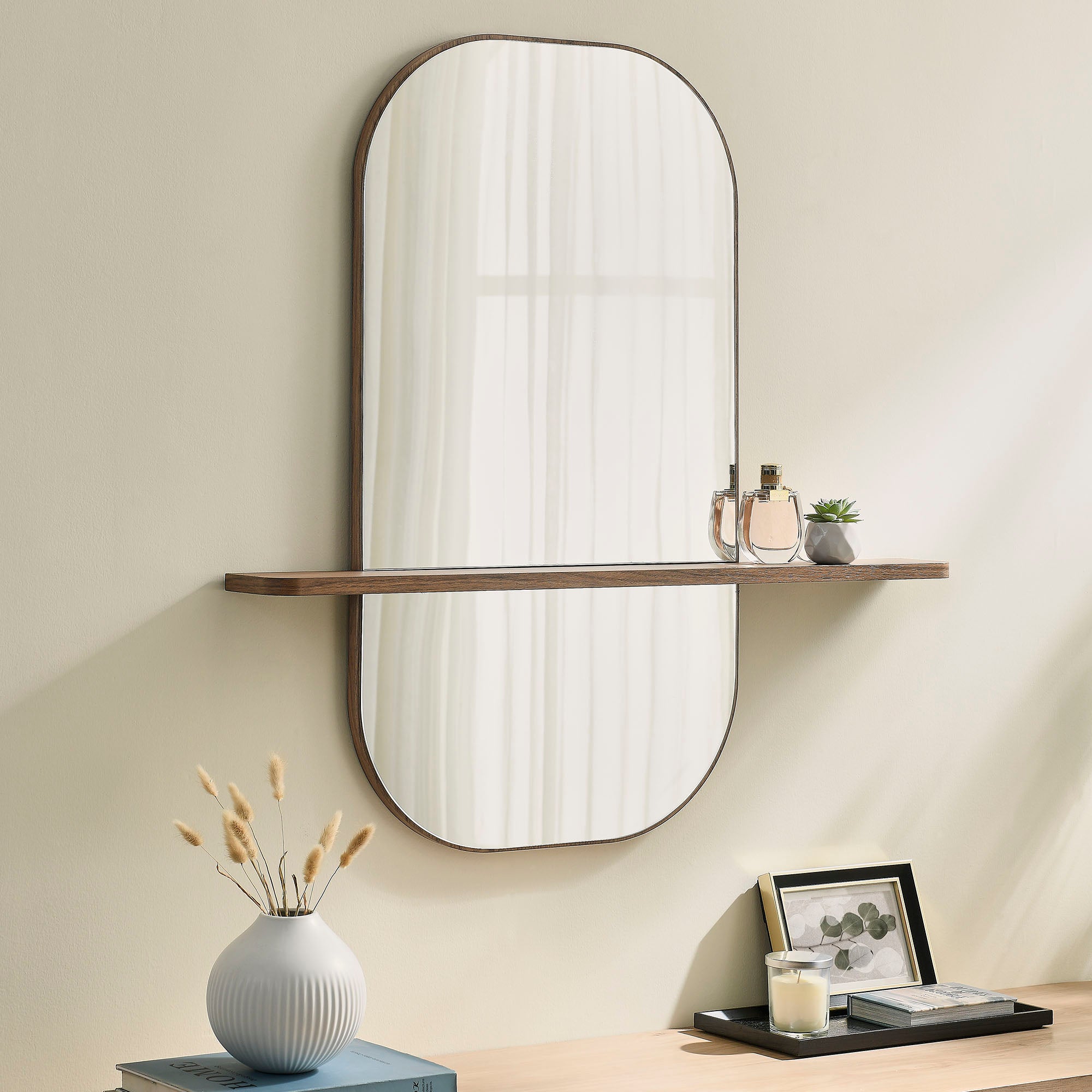 Solstice Large Oval Mirror, Walnut