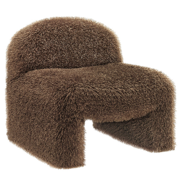 Mina Faux Fur Accent Chair, Brown