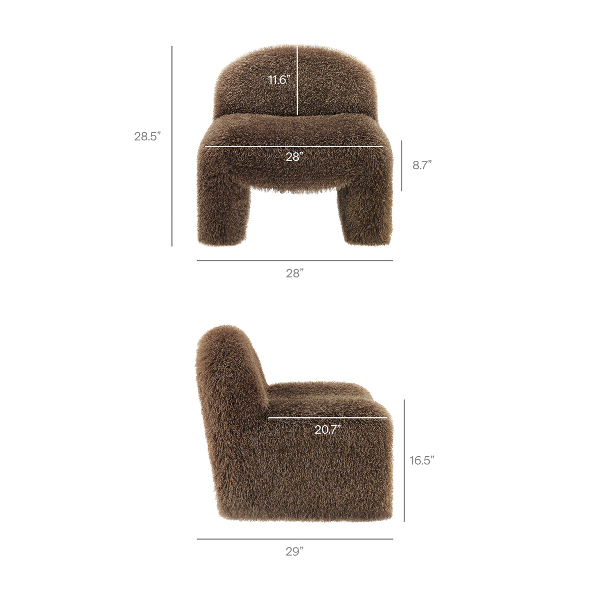 Mina Faux Fur Accent Chair, Brown