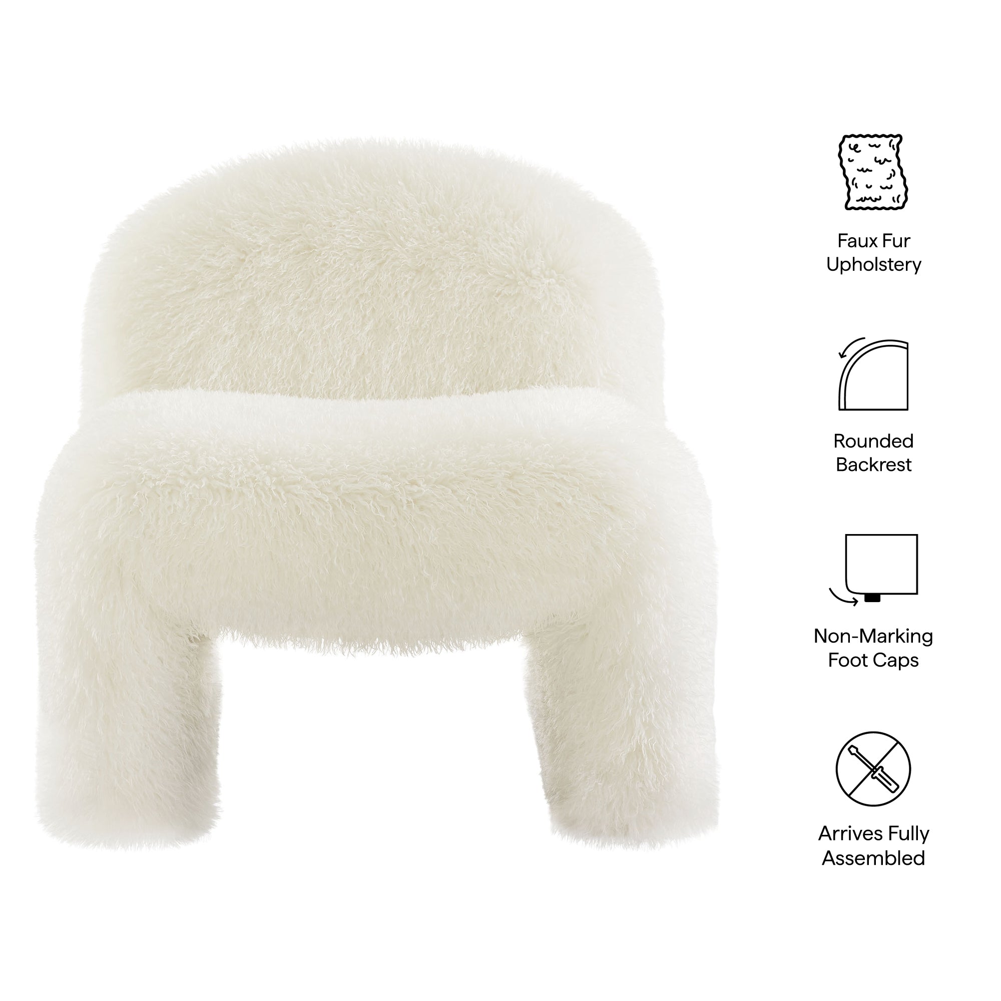 Mina Faux Fur Accent Chair, White