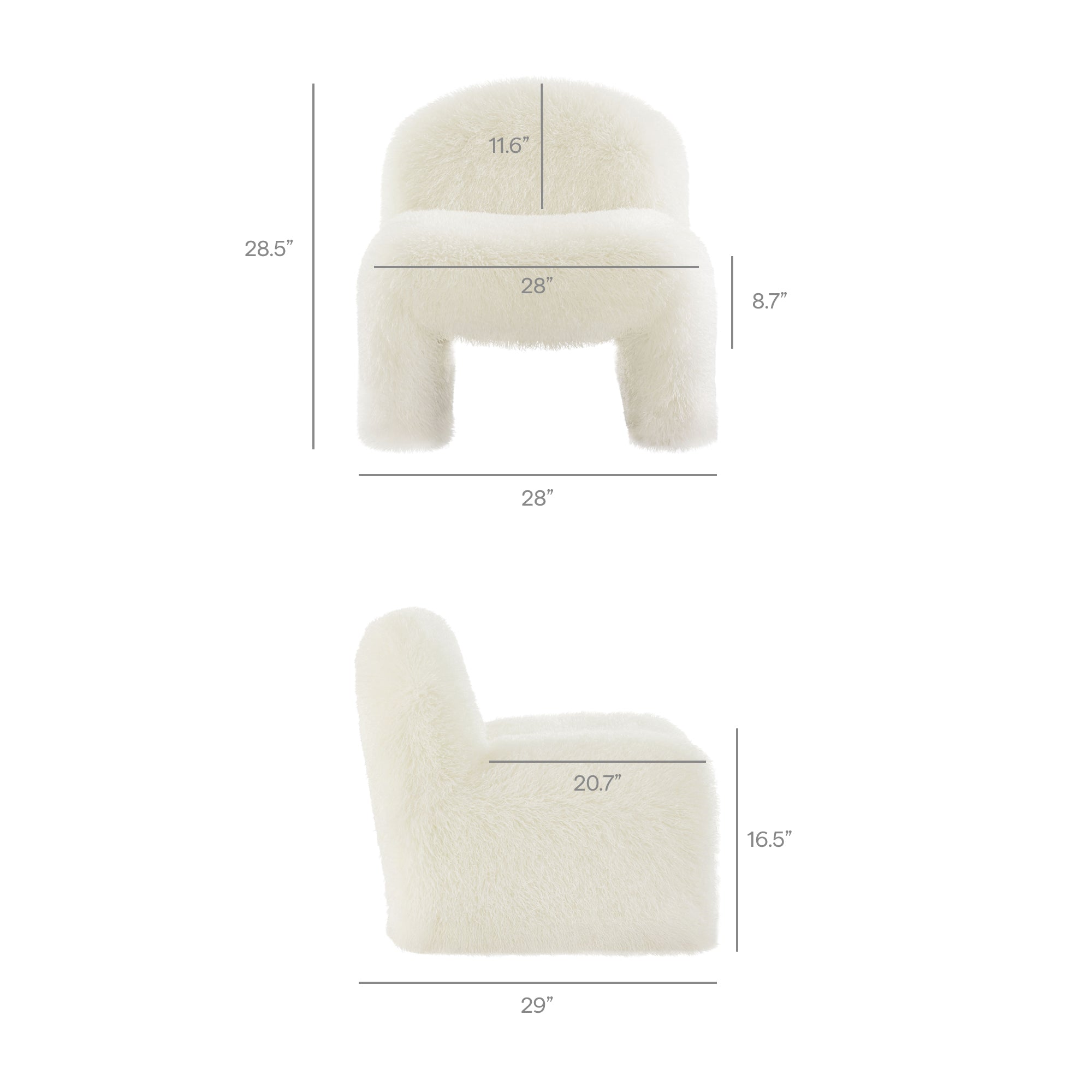 Mina Faux Fur Accent Chair, White