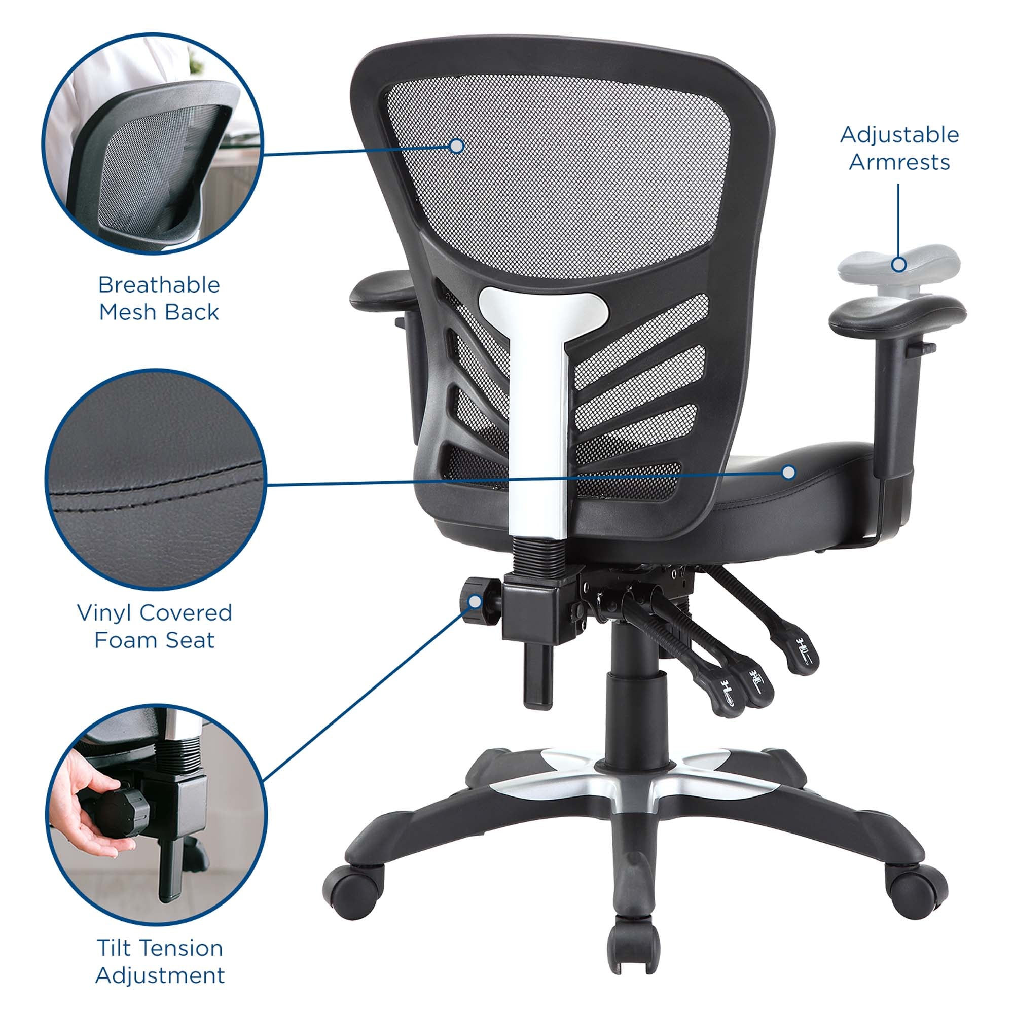 Articulate Vinyl Office Chair, Black