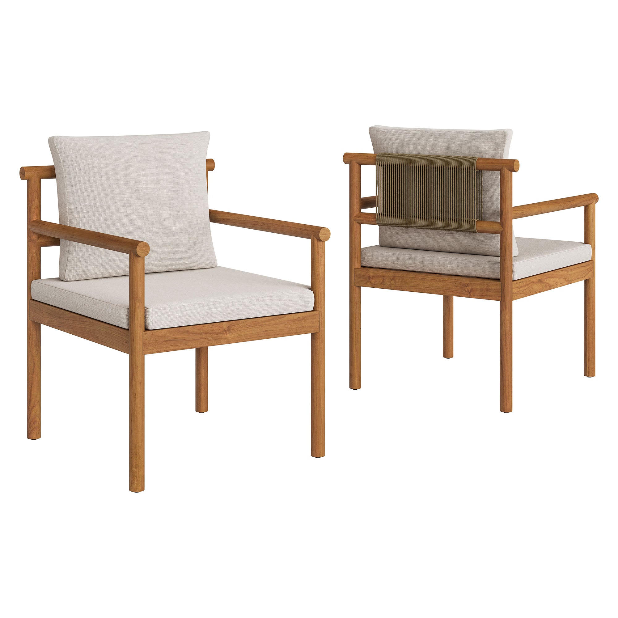 Eleni 7 Piece Outdoor Patio Teak Wood Dining Set, Natural Sail