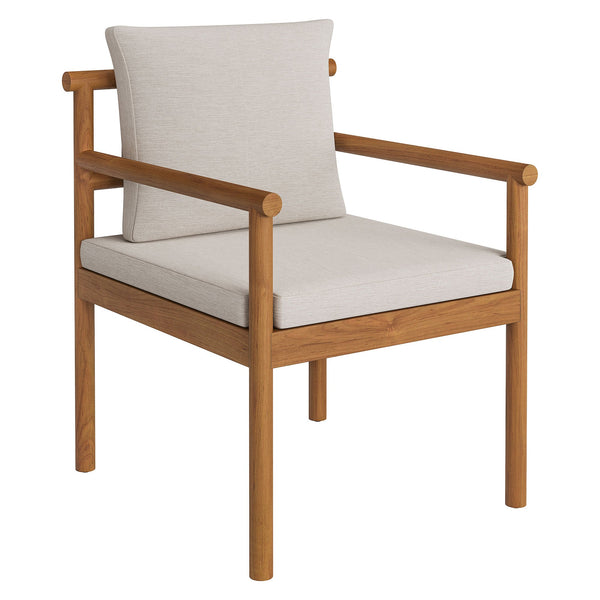 Eleni Outdoor Patio Teak Wood Rope Dining Chair, Natural Sail