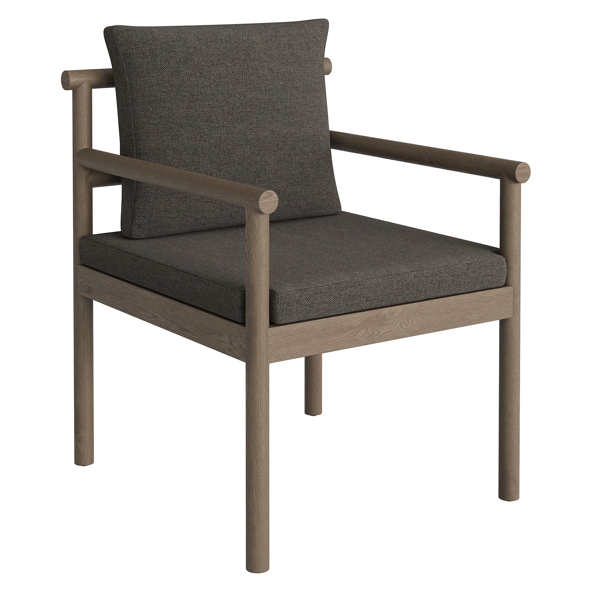 Eleni Outdoor Patio Teak Wood Rope Dining Chair, Weathered Gray Flint