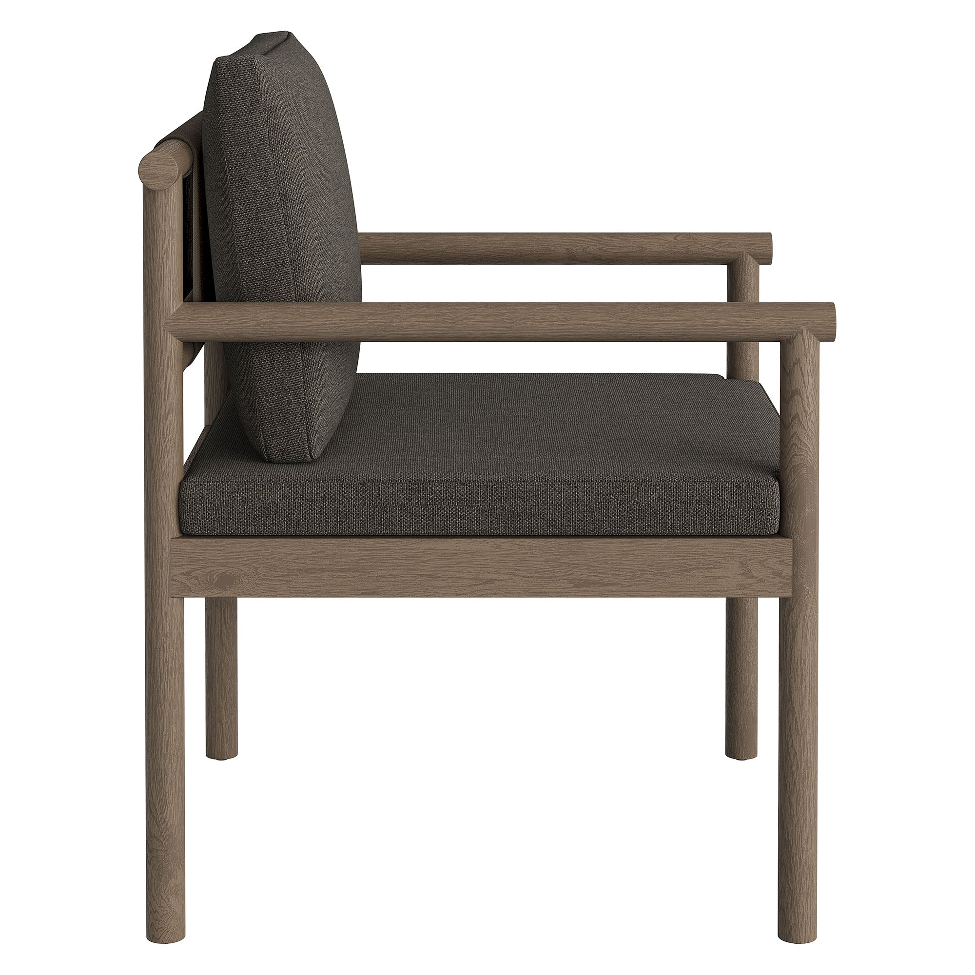 Eleni Outdoor Patio Teak Wood Rope Dining Chair, Weathered Gray Flint