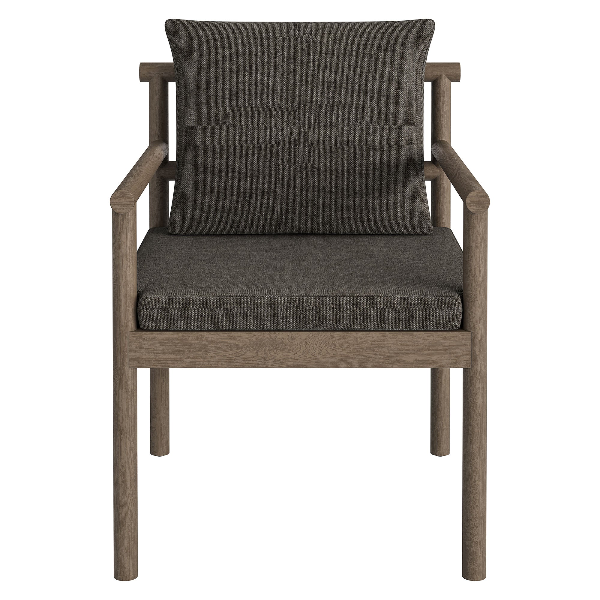 Eleni Outdoor Patio Teak Wood Rope Dining Chair, Weathered Gray Flint