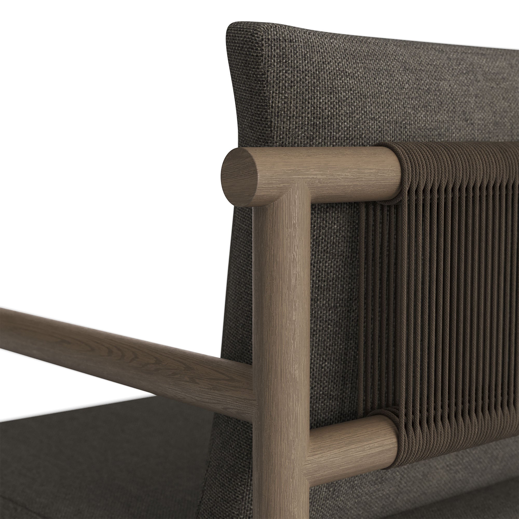 Eleni Outdoor Patio Teak Wood Rope Dining Chair, Weathered Gray Flint