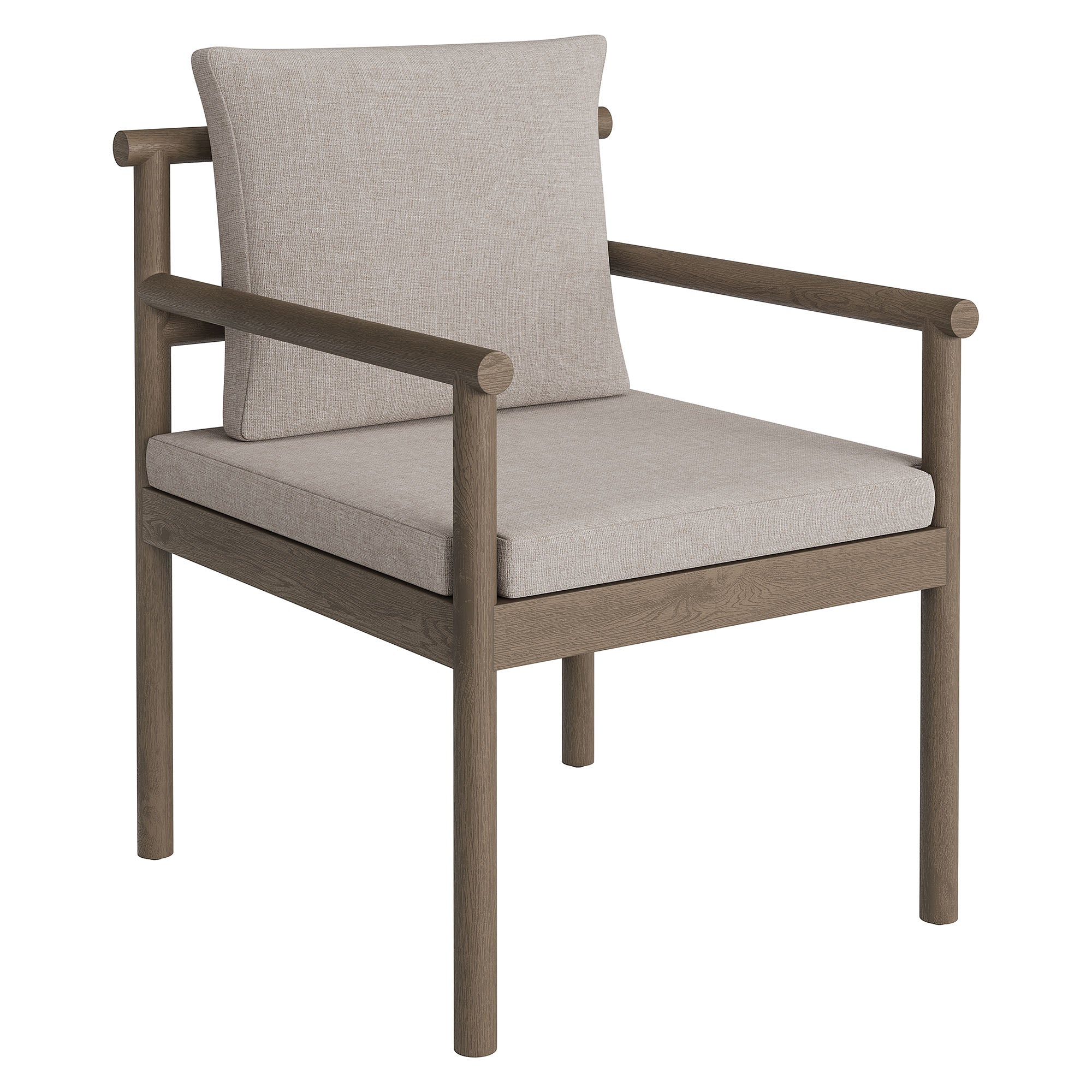 Eleni Outdoor Patio Teak Wood Rope Dining Chair, Weathered Gray Pebble