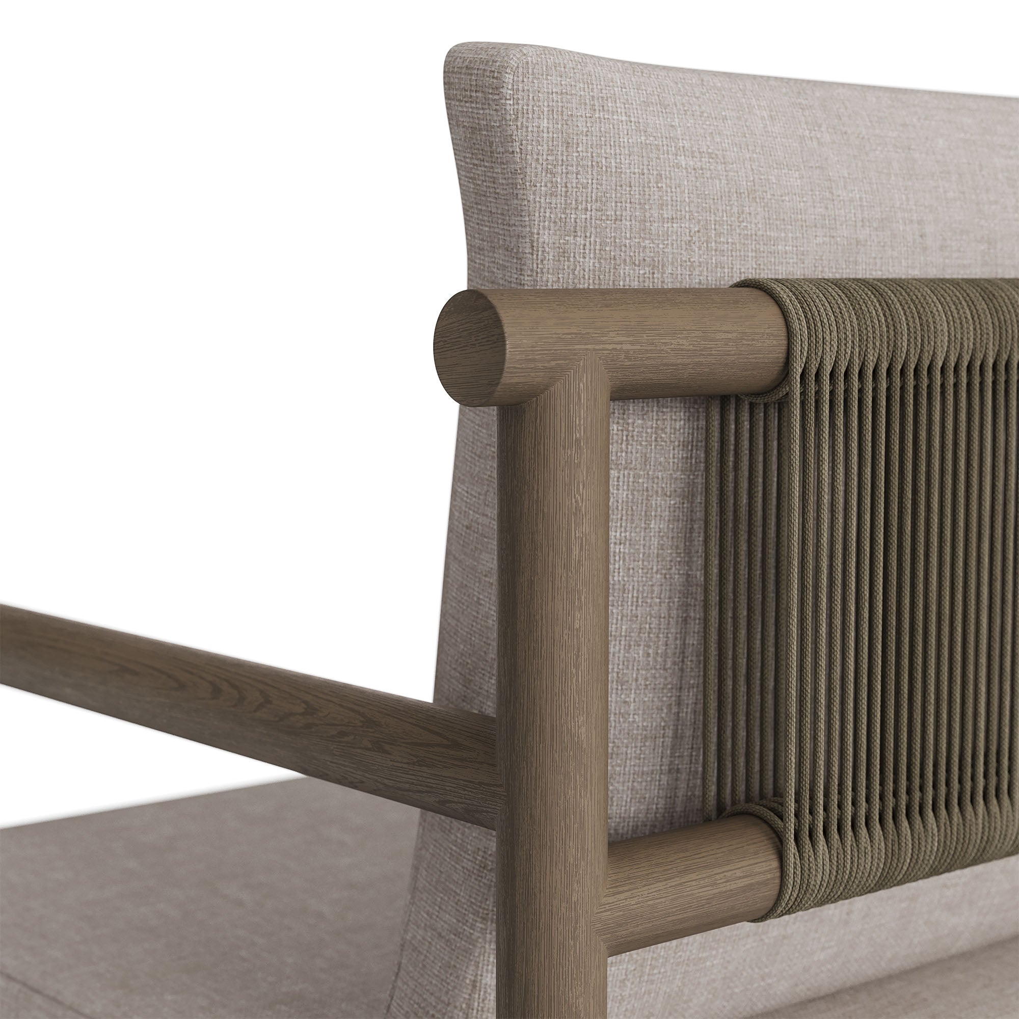 Eleni Outdoor Patio Teak Wood Rope Dining Chair, Weathered Gray Pebble