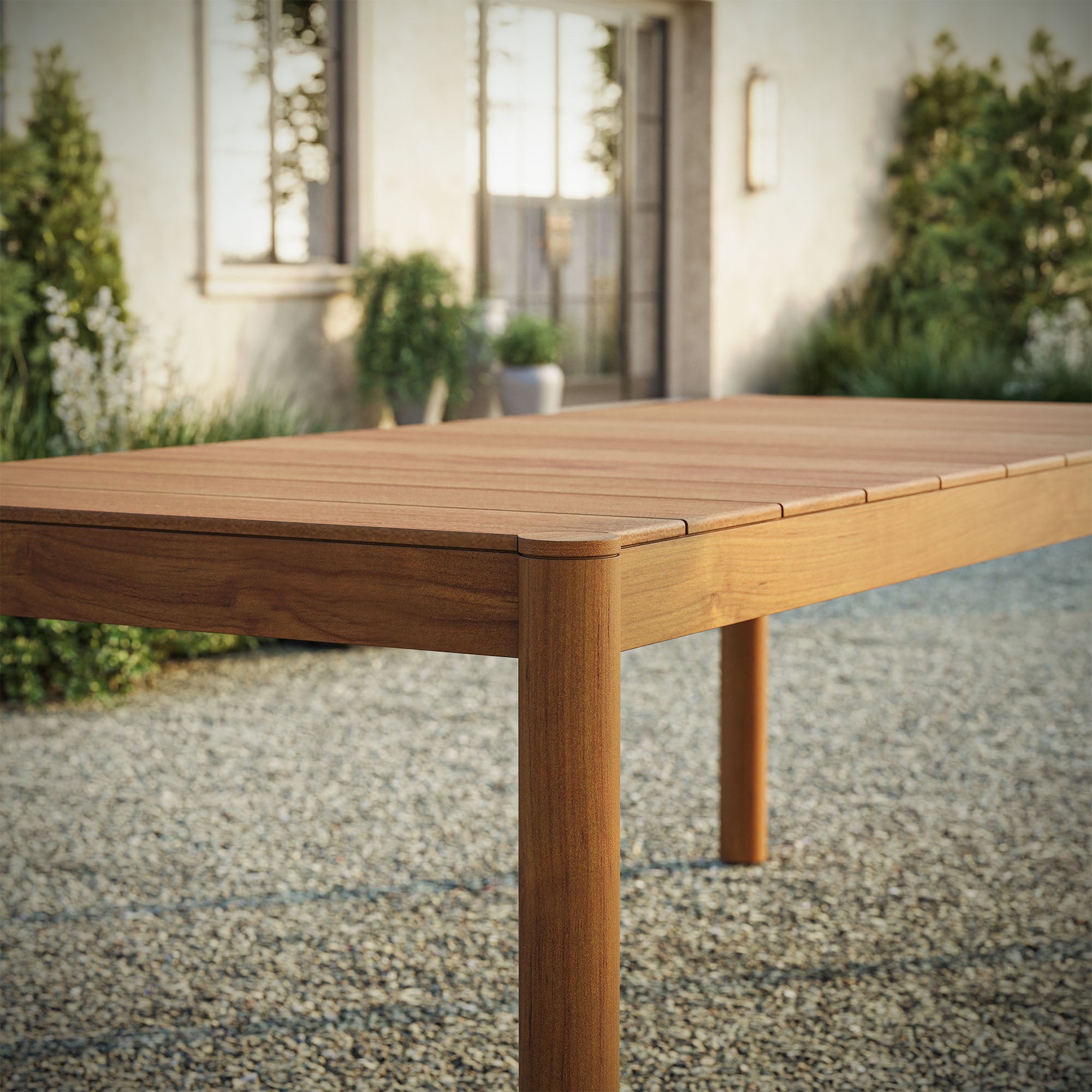 Eleni 89-Inch Outdoor Patio Teak Wood Dining Table, Natural