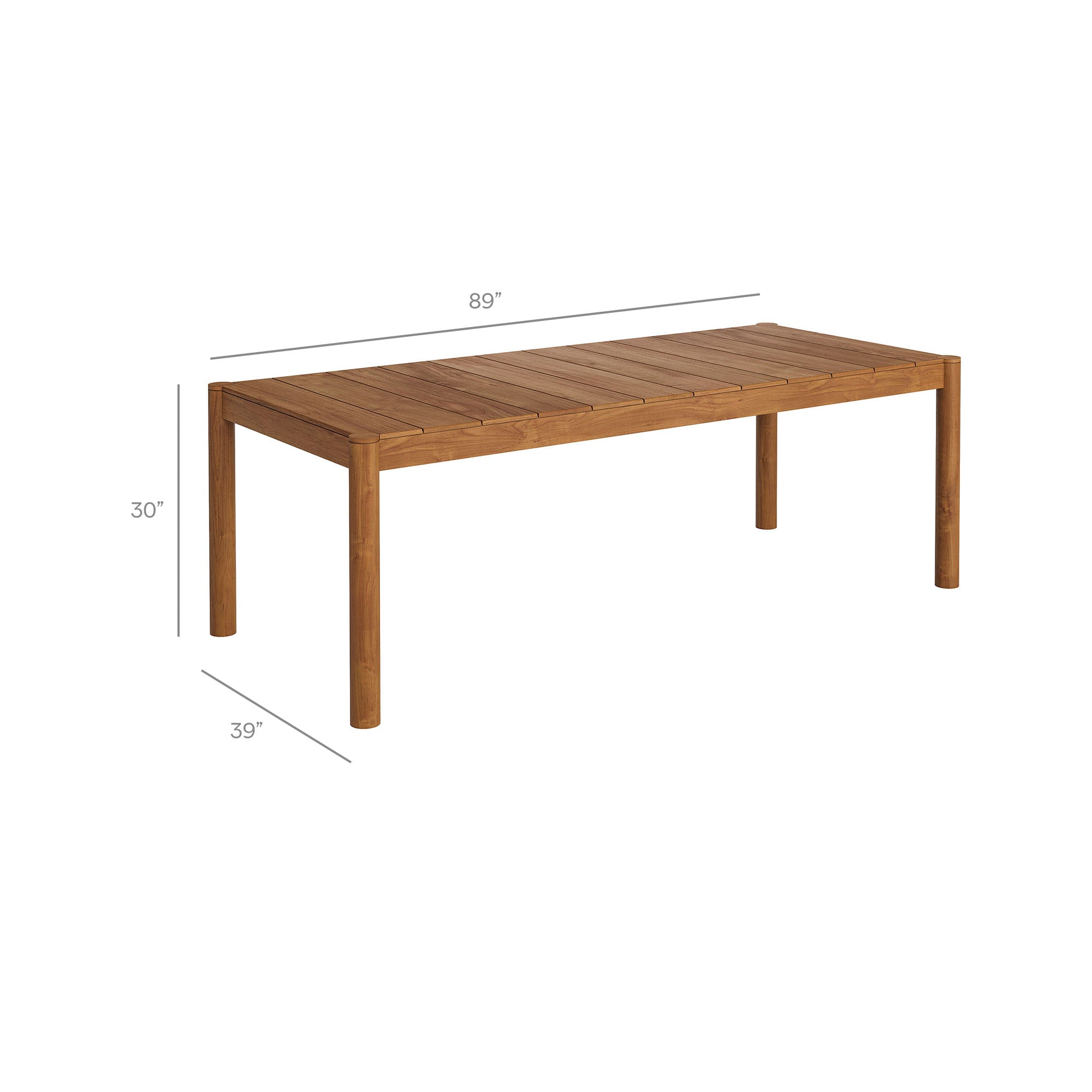 Eleni 89-Inch Outdoor Patio Teak Wood Dining Table, Natural