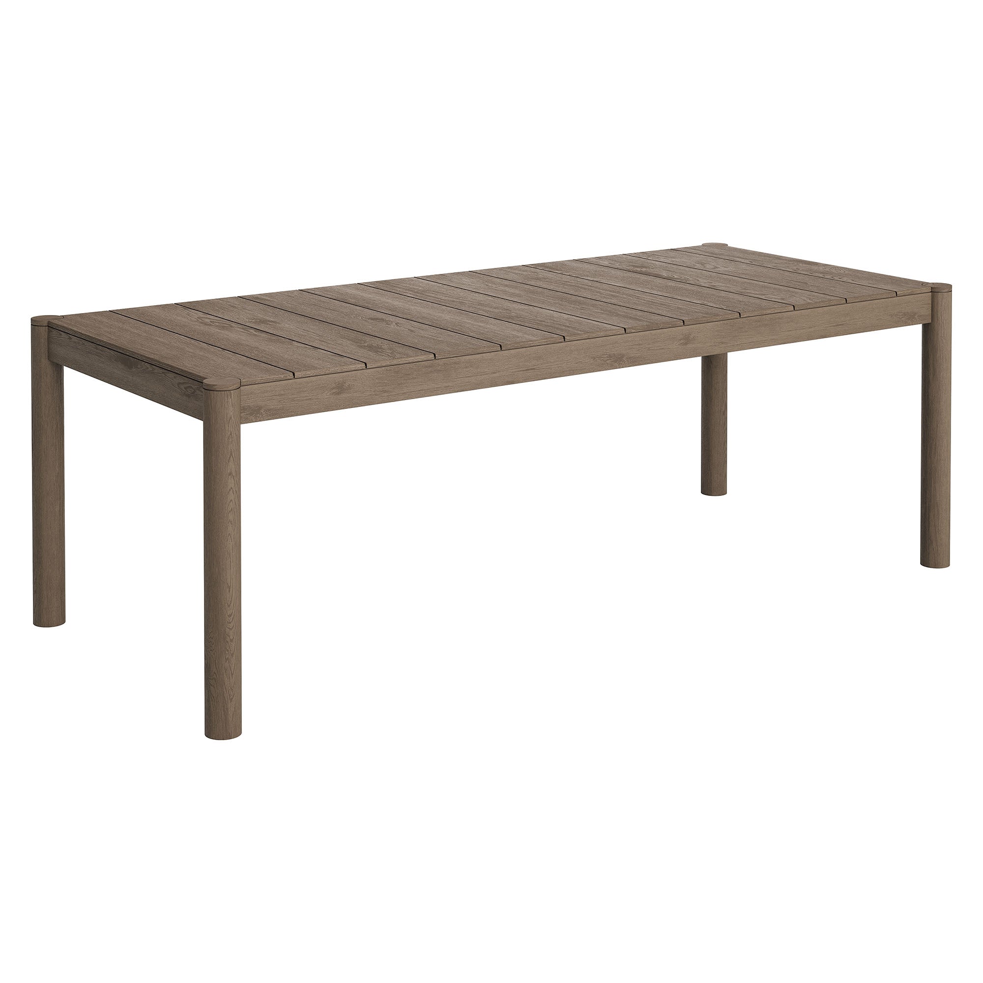 Eleni 89-Inch Outdoor Patio Teak Wood Dining Table, Weathered Gray
