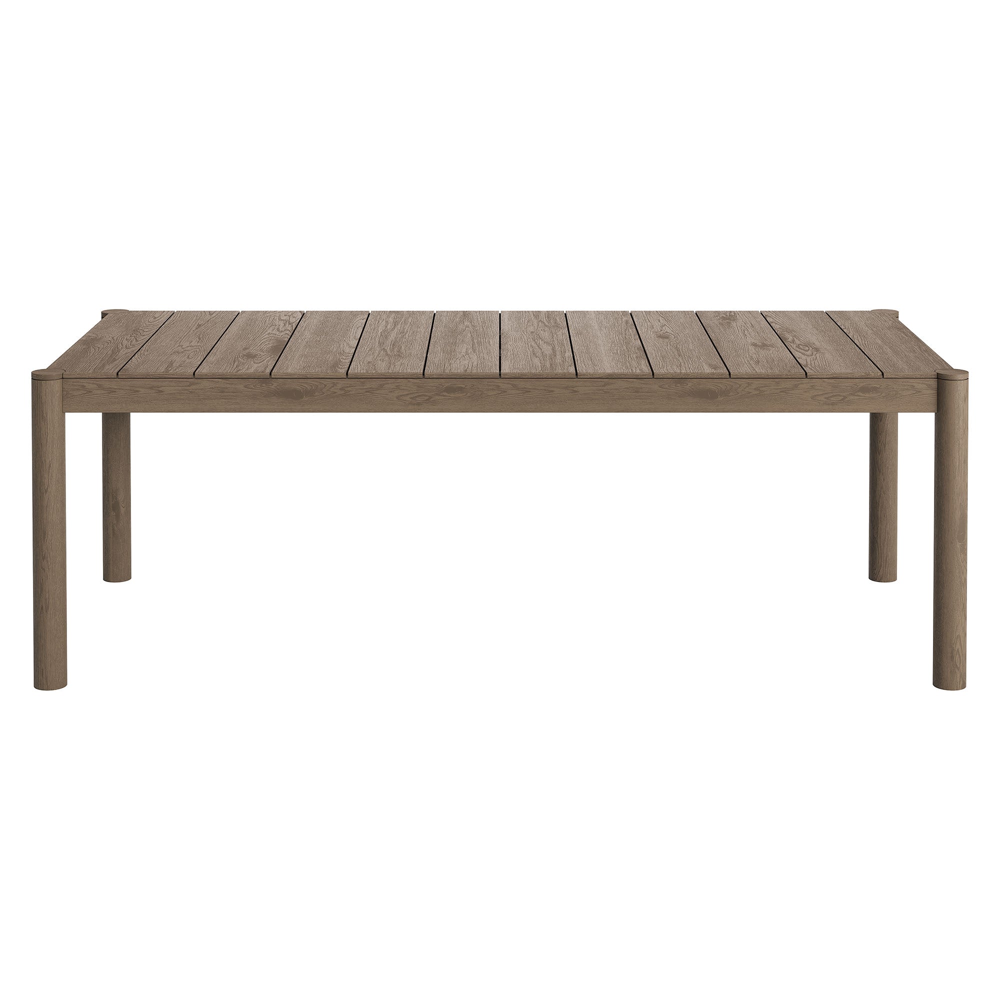 Eleni 89-Inch Outdoor Patio Teak Wood Dining Table, Weathered Gray