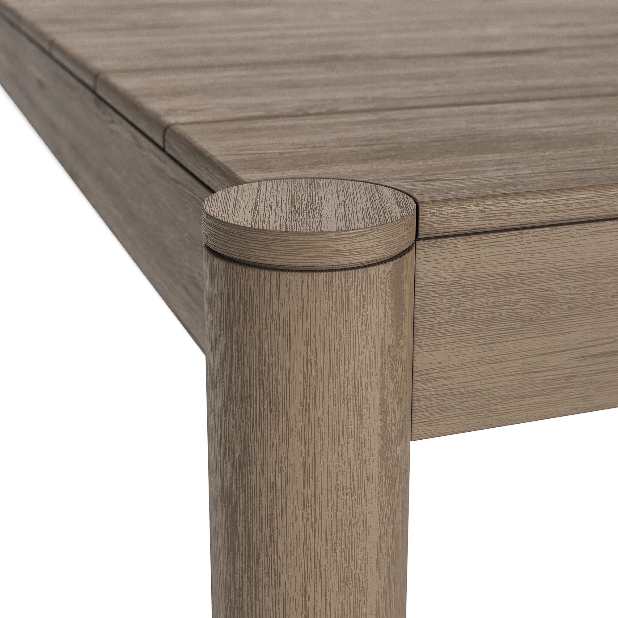 Eleni 89-Inch Outdoor Patio Teak Wood Dining Table, Weathered Gray