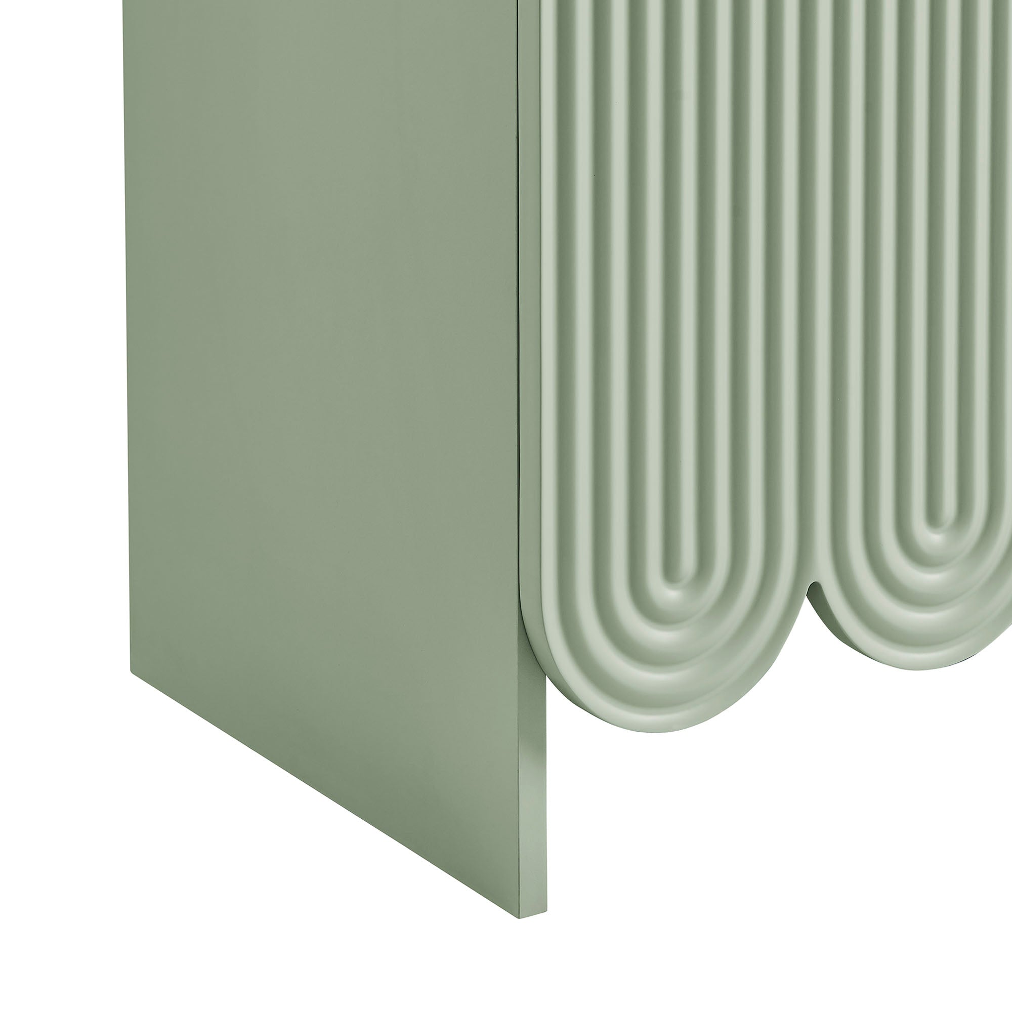 Dahlia 78 Inch Fluted and Scalloped Arched Storage Cabinet, Sage