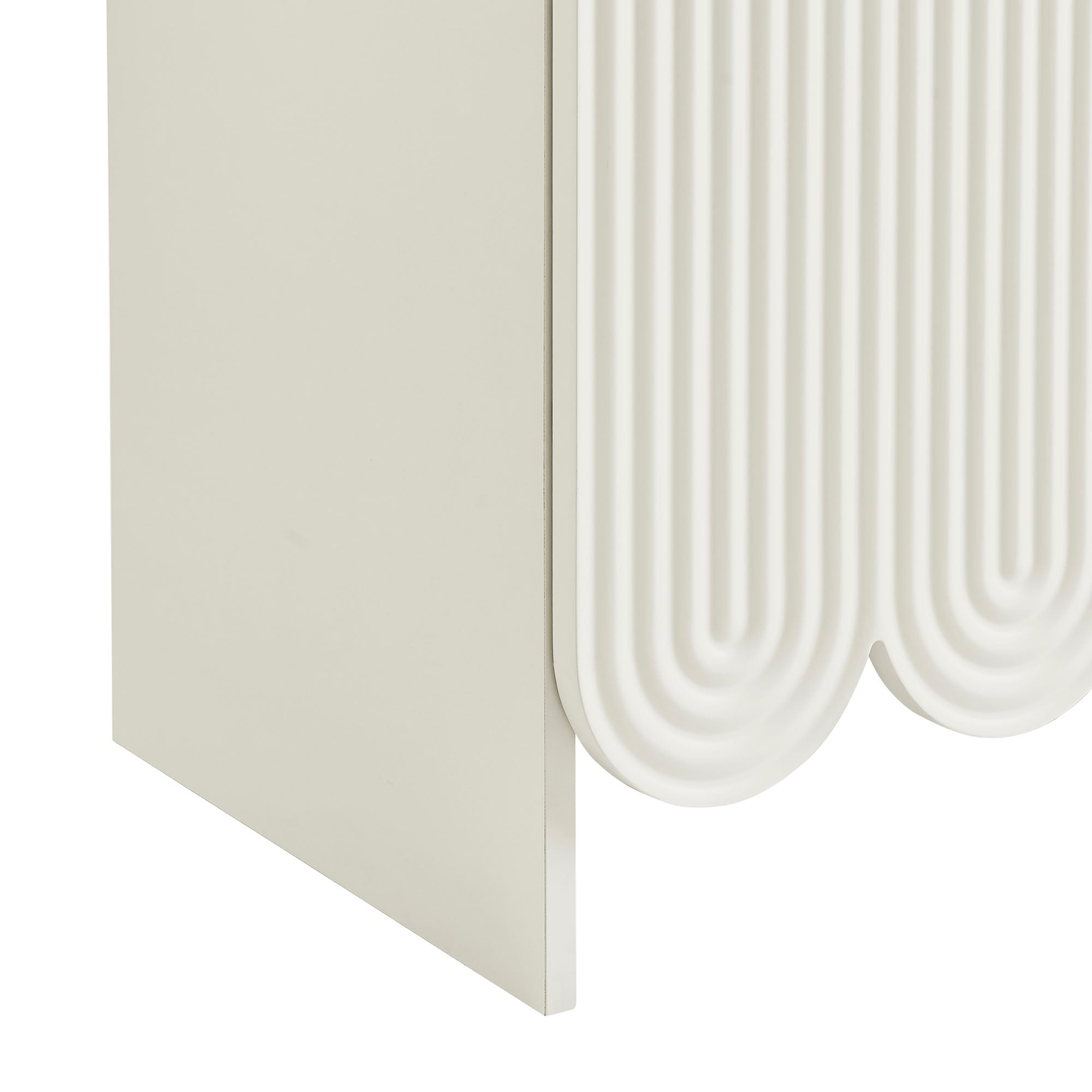 Dahlia 78 Inch Fluted and Scalloped Arched Storage Cabinet, White