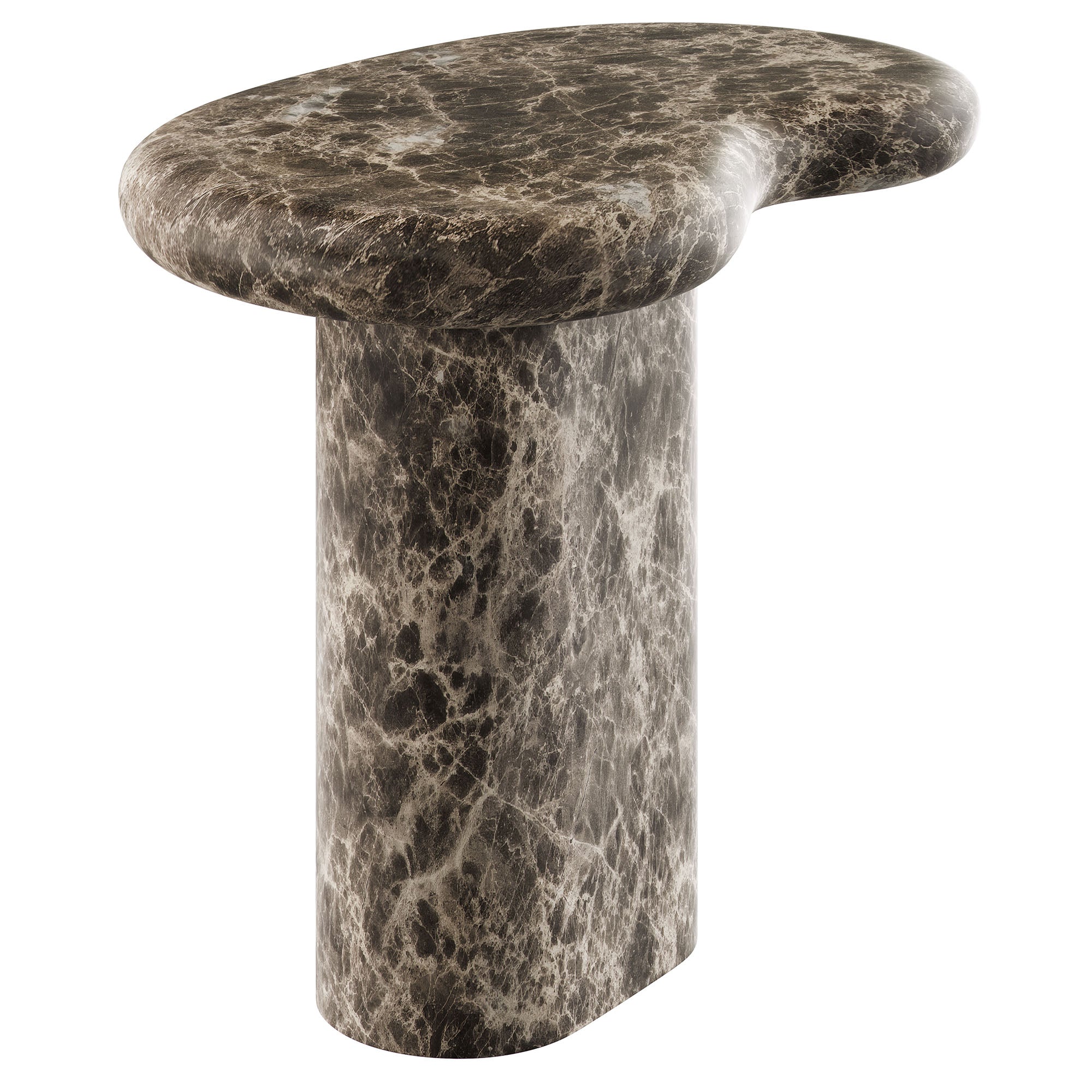Elowen Outdoor Patio Faux Marble Side Table, Dark Emperador Marble