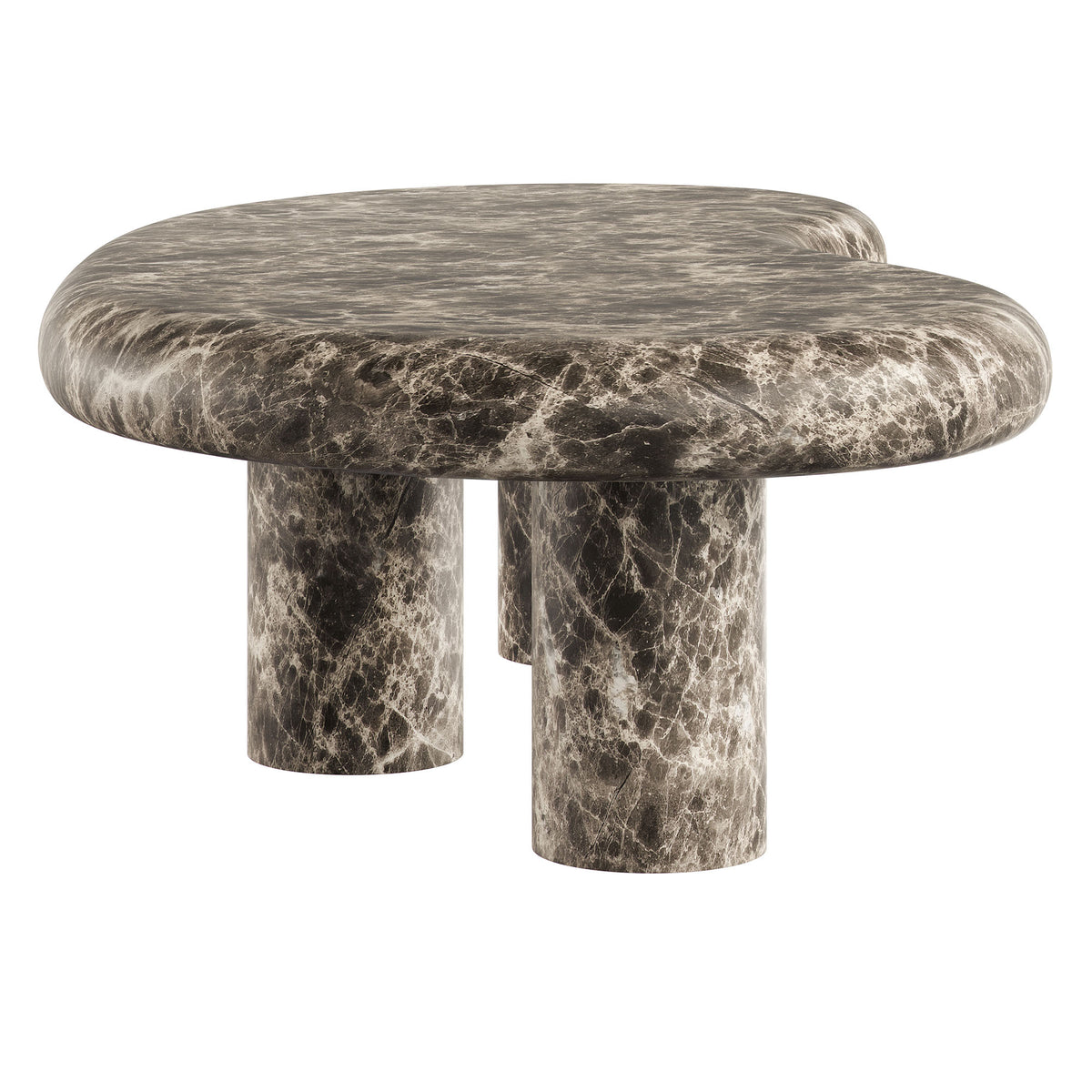 Elowen Outdoor Patio Faux Marble Coffee Table, Dark Emperador Marble