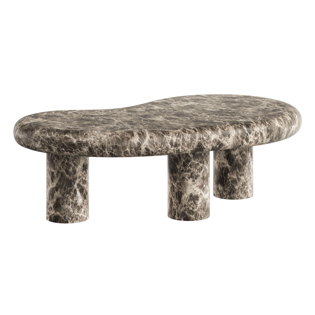 Elowen Outdoor Patio Faux Marble Coffee Table, Dark Emperador Marble